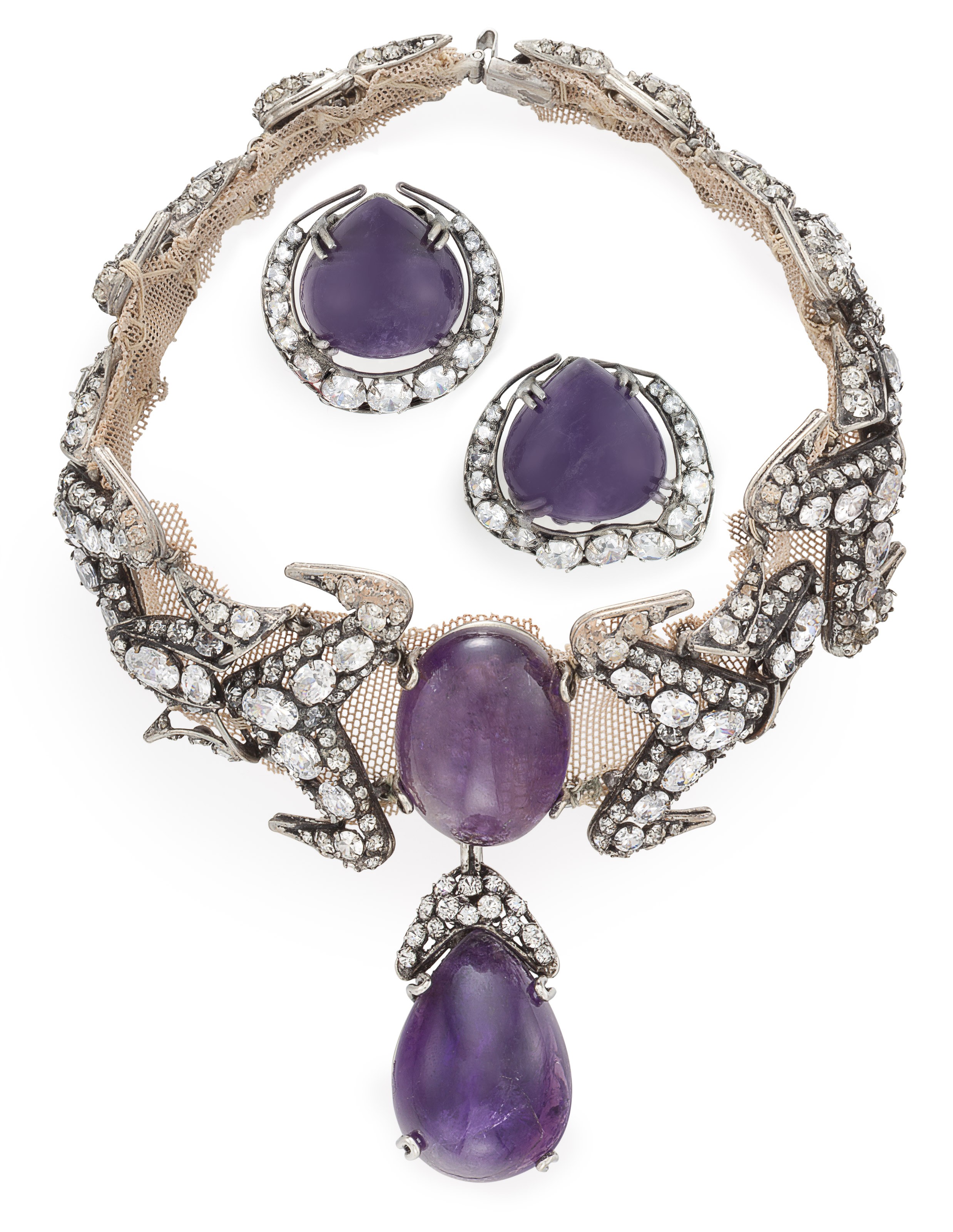 A SUITE OF AMETHYST AND RHINESTONE JEWELRY, BY IRADJ MOINI