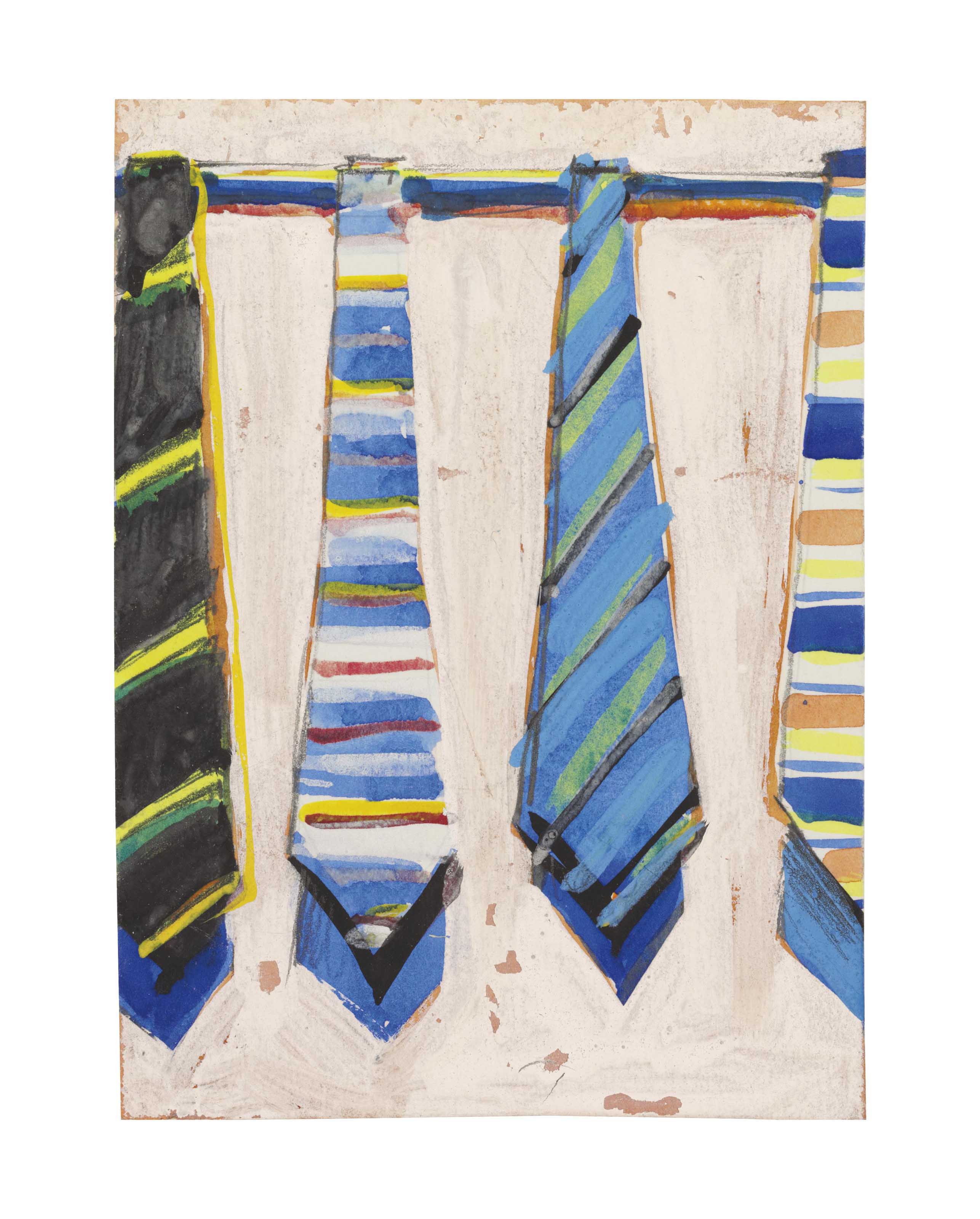 Wayne Thiebaud (b. 1920) , Untitled (Four Striped Ties