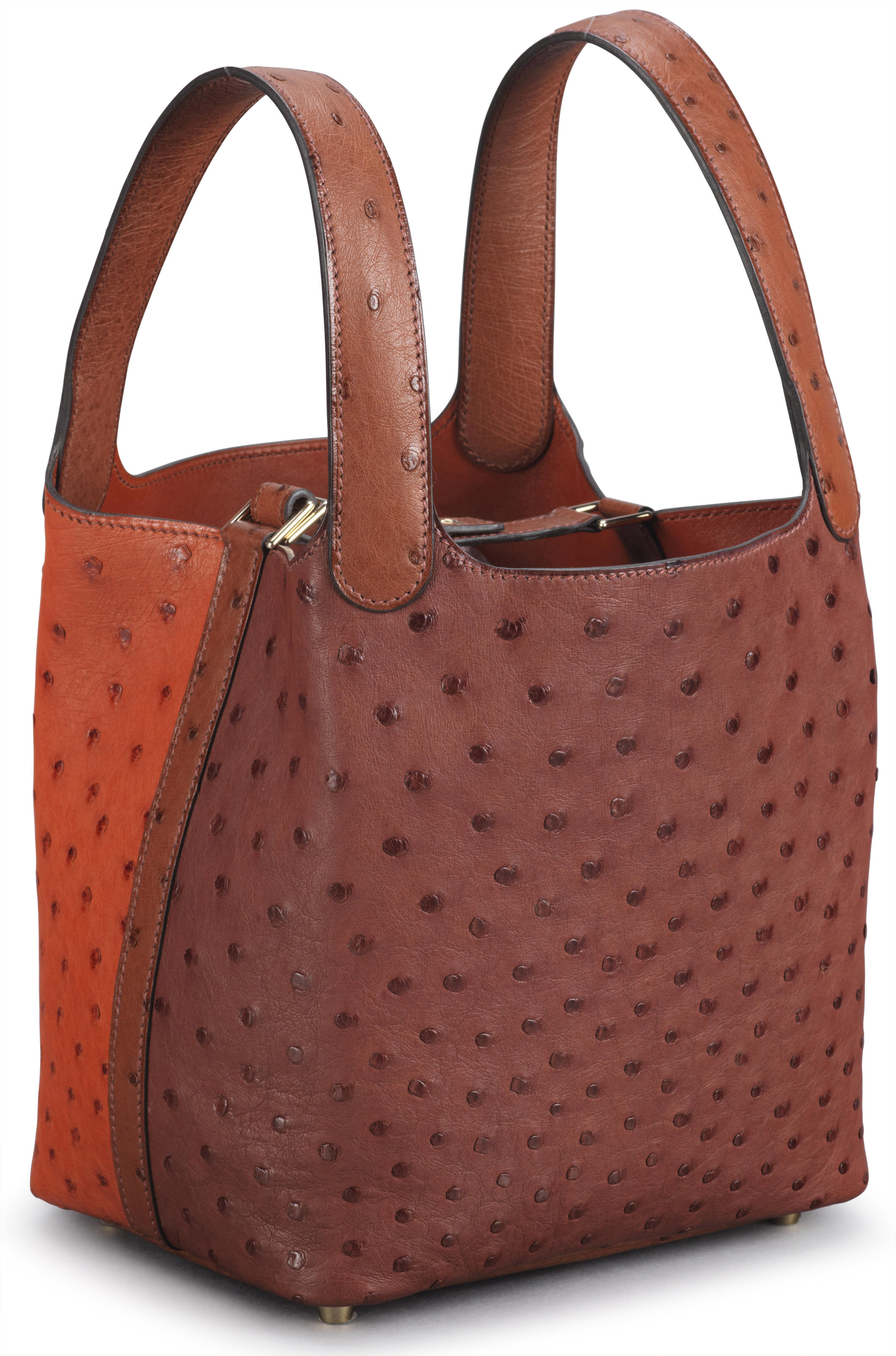 A BRIQUE, ROUGE H SUNSET OSTRICH PICOTIN LOCK 18 BAG, HERMÈS