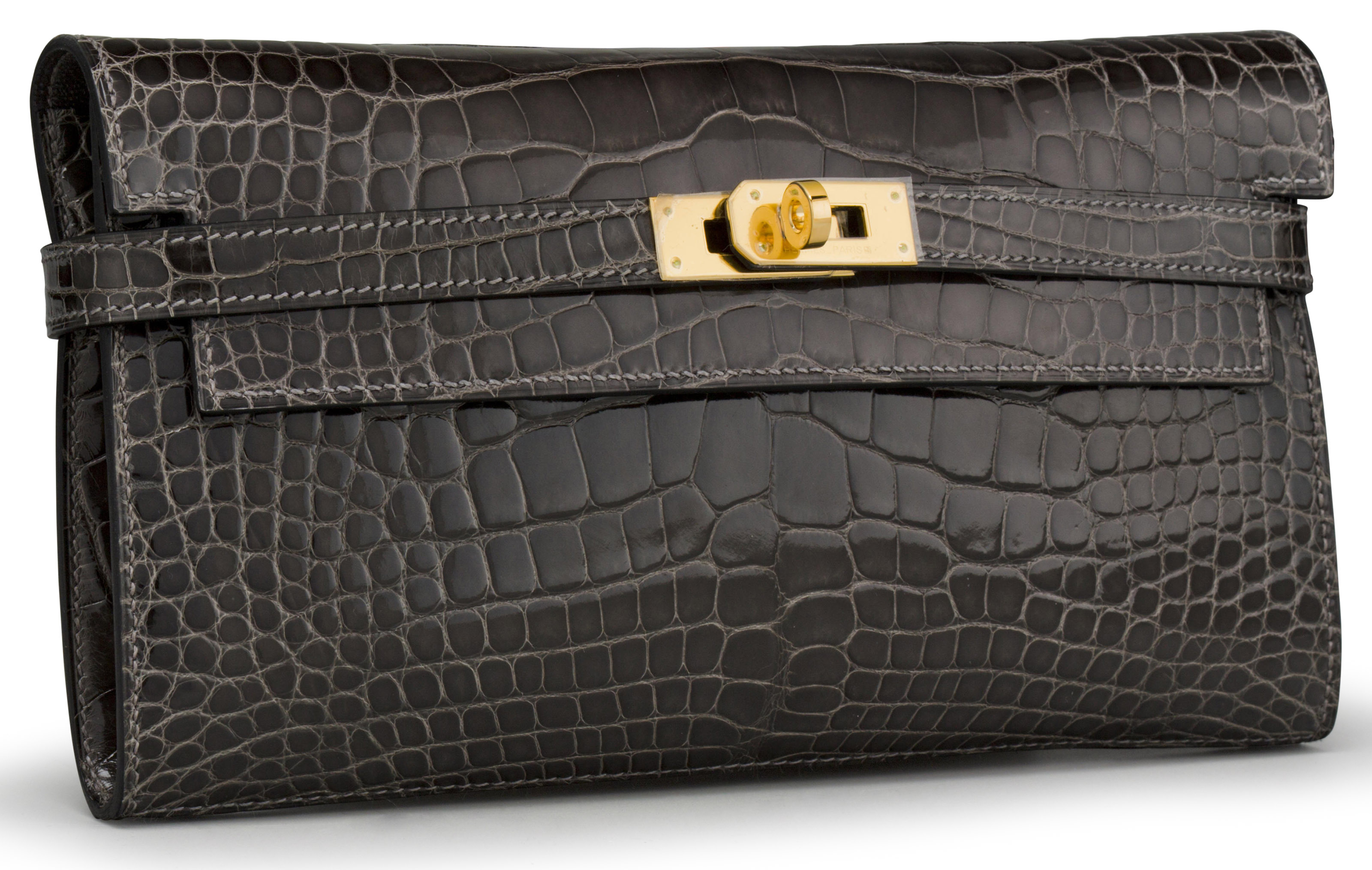 A SHINY GRAPHITE ALLIGATOR KELLY LONG WALLET, HERMÈS, 2013