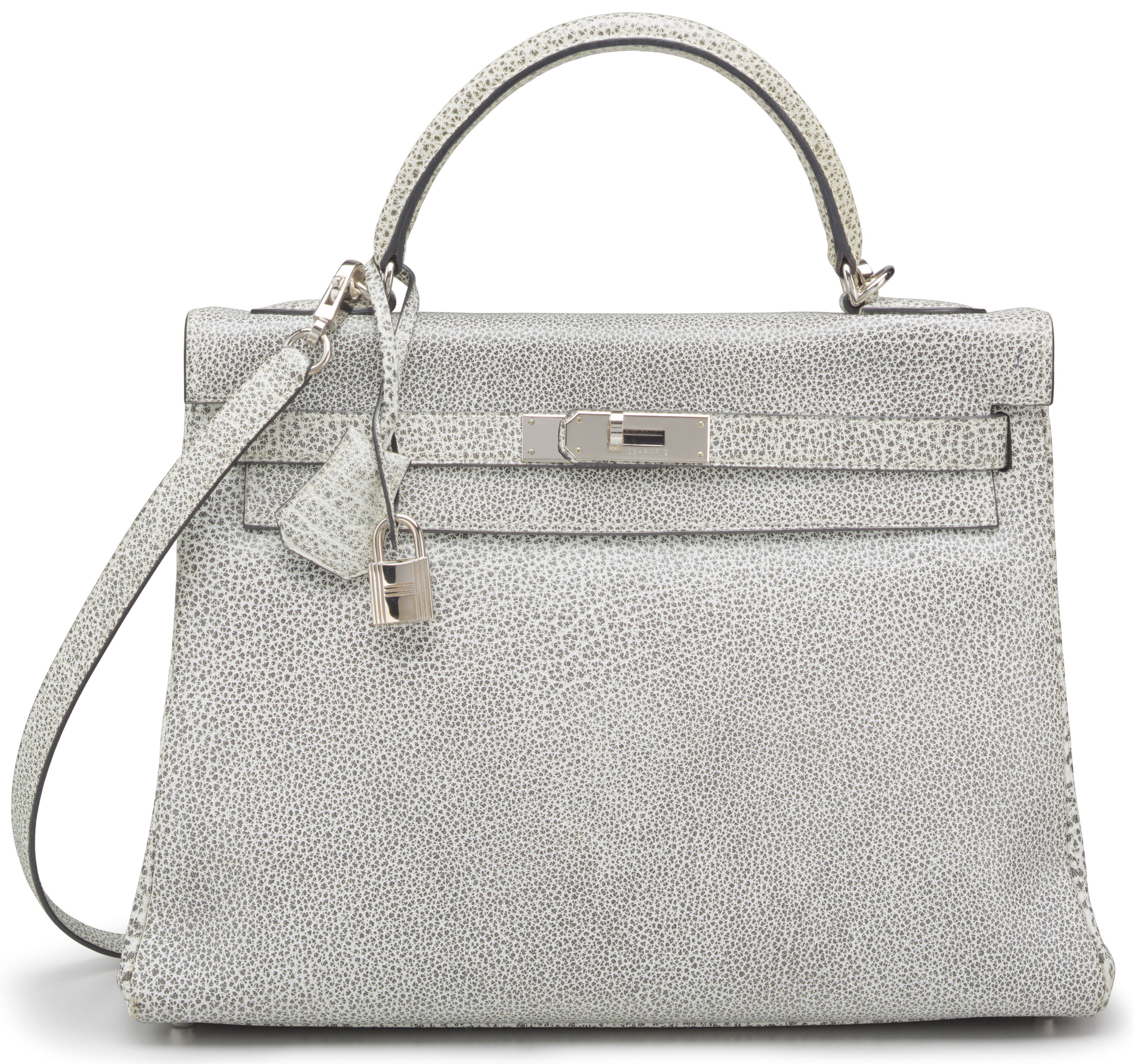 HERMÈS Graphite, Etoupe and Gris Tourterelle Clemence Leather Kelly 35cm  Retourne at 1stDibs