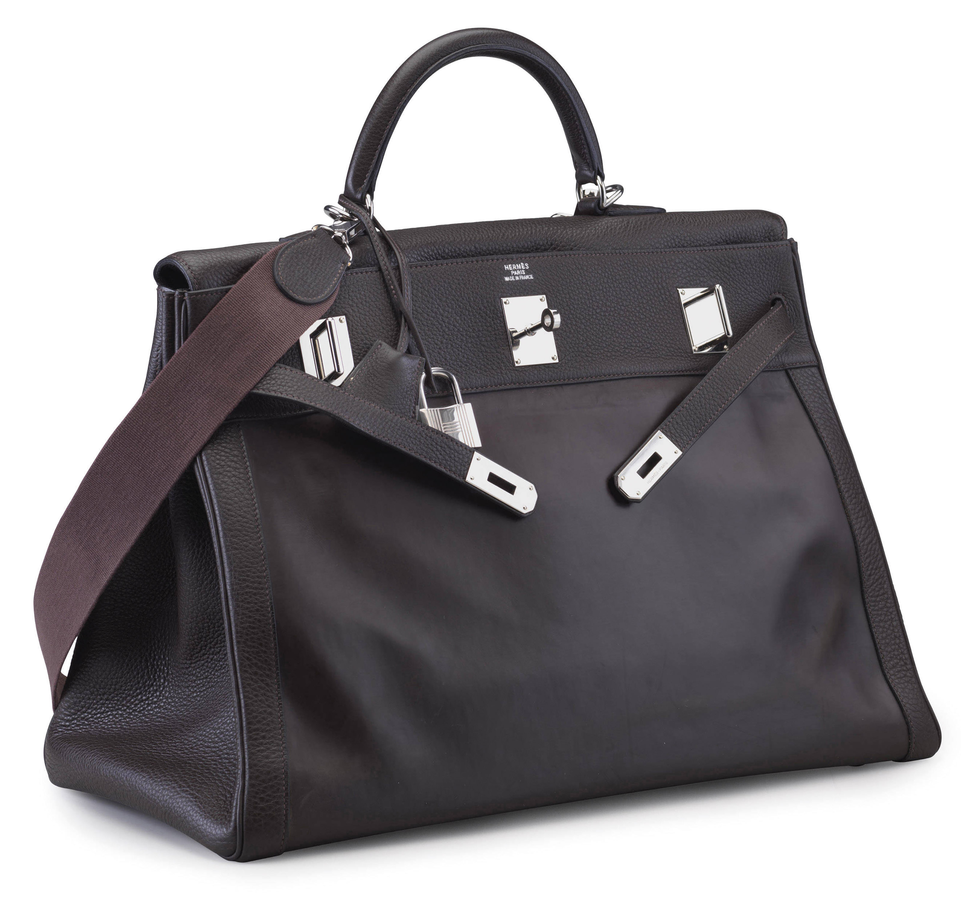 AN EBENE CLEMENCE LEATHER & AMAZONIA TRAVEL KELLY 50 BAG, HERMÈS