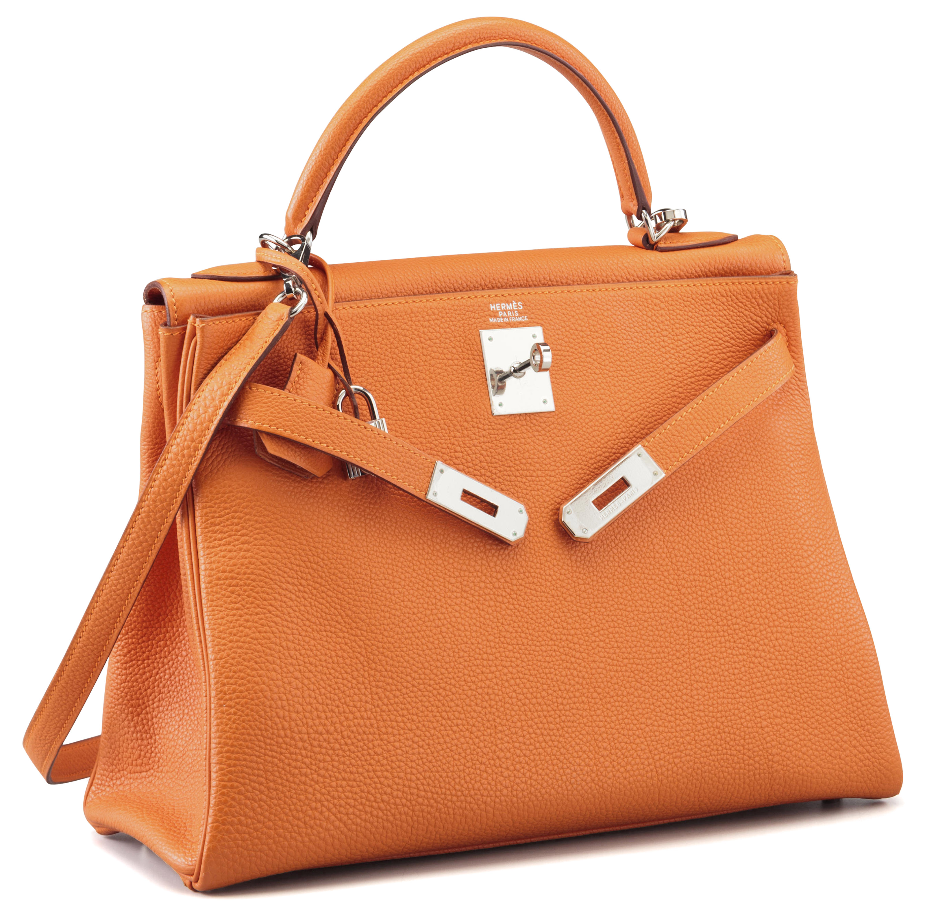 HERM S 2003 A ORANGE H TOGO LEATHER RETOURNE KELLY 32 BAG