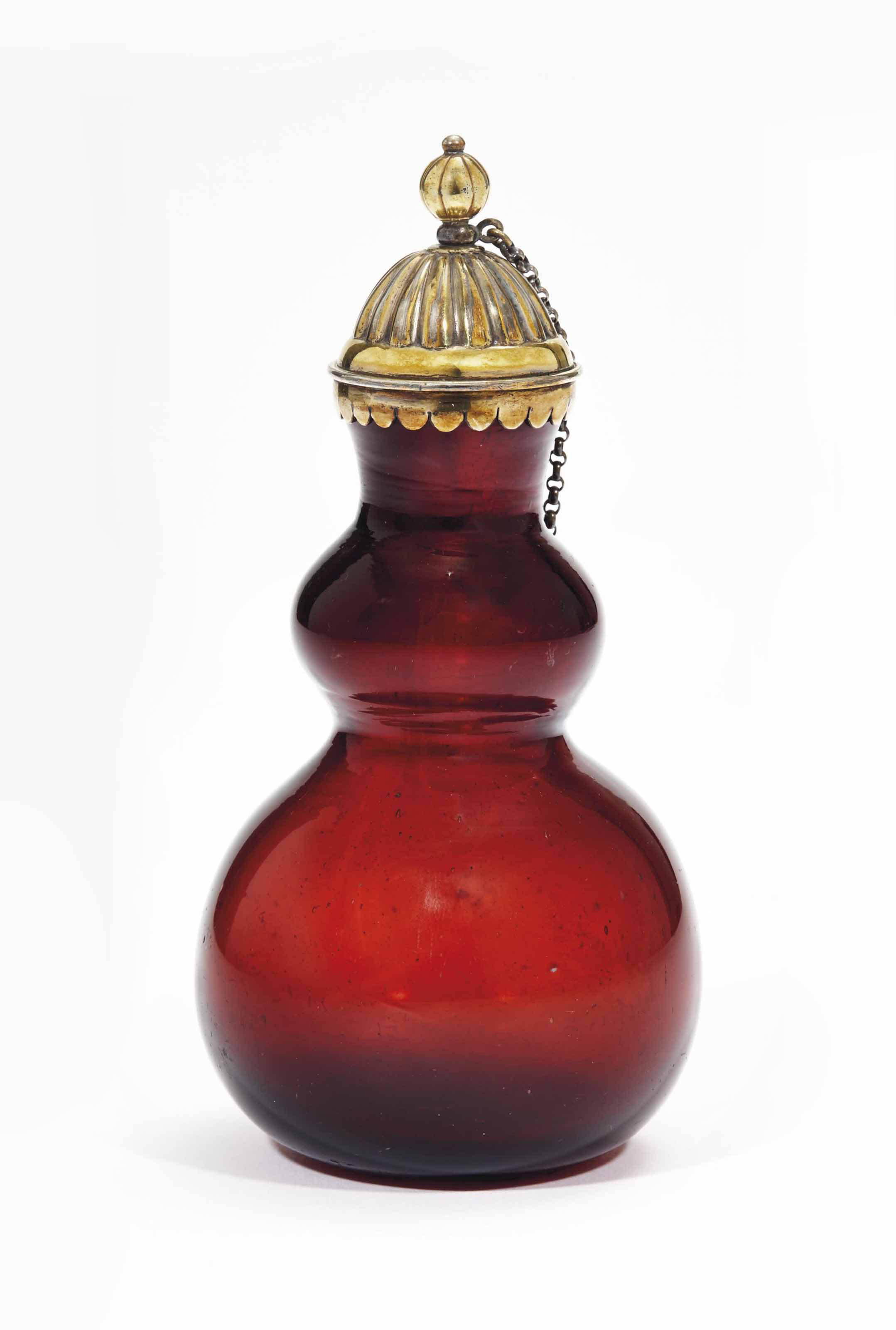 Flacon de parfum bohème tchèque vintage en verre malachite - France