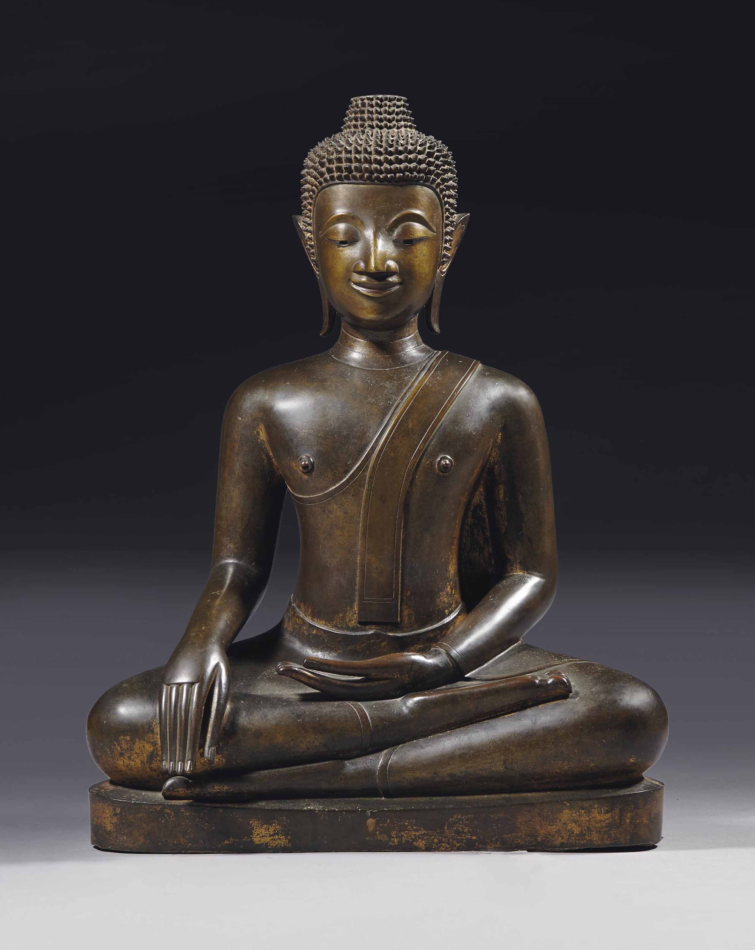 STATUE DE BOUDDHA SHAKYAMUNI EN BRONZE , LAOS, XVIIEME SIECLE Christie's
