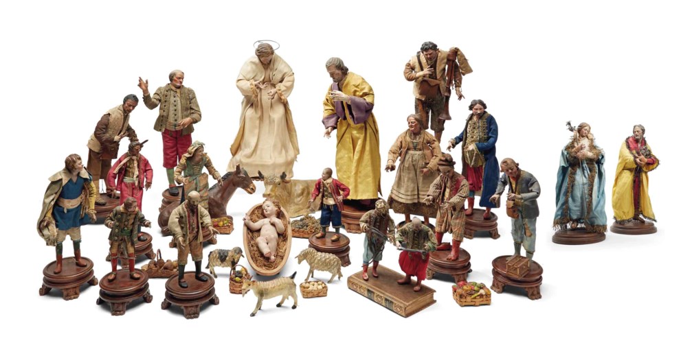 ENSEMBLE DE VINGT-NEUF FIGURES ET ANIMAUX DE CRECHE