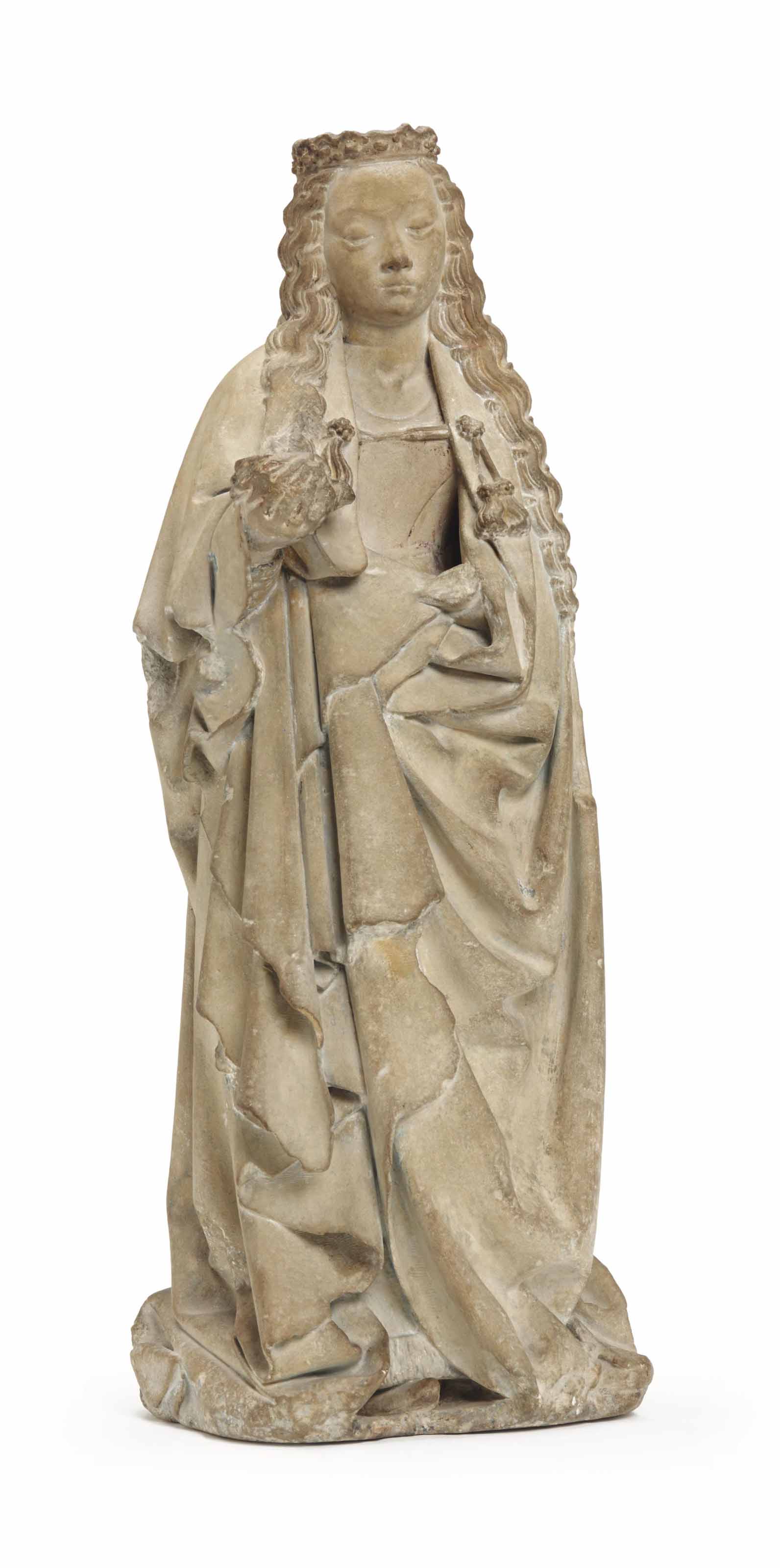 Statuette Vintage Vierge à L'Enfant – Pierre Ponce – 30cm – Fabriquée En France