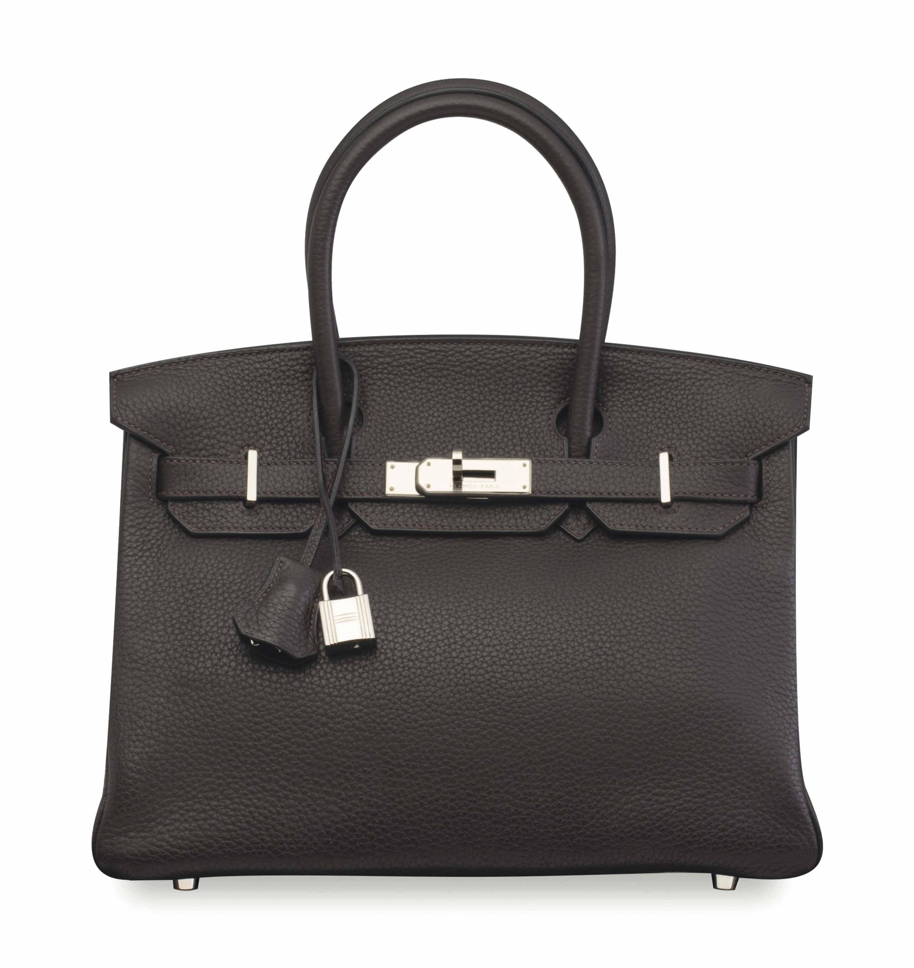 SAC BIRKIN 30 EN CUIR CLÉMENCE ÉBÈNE, GARNITURE EN MÉTAL ARGENTÉ PALLADIÉ , HERMÈS, 2010