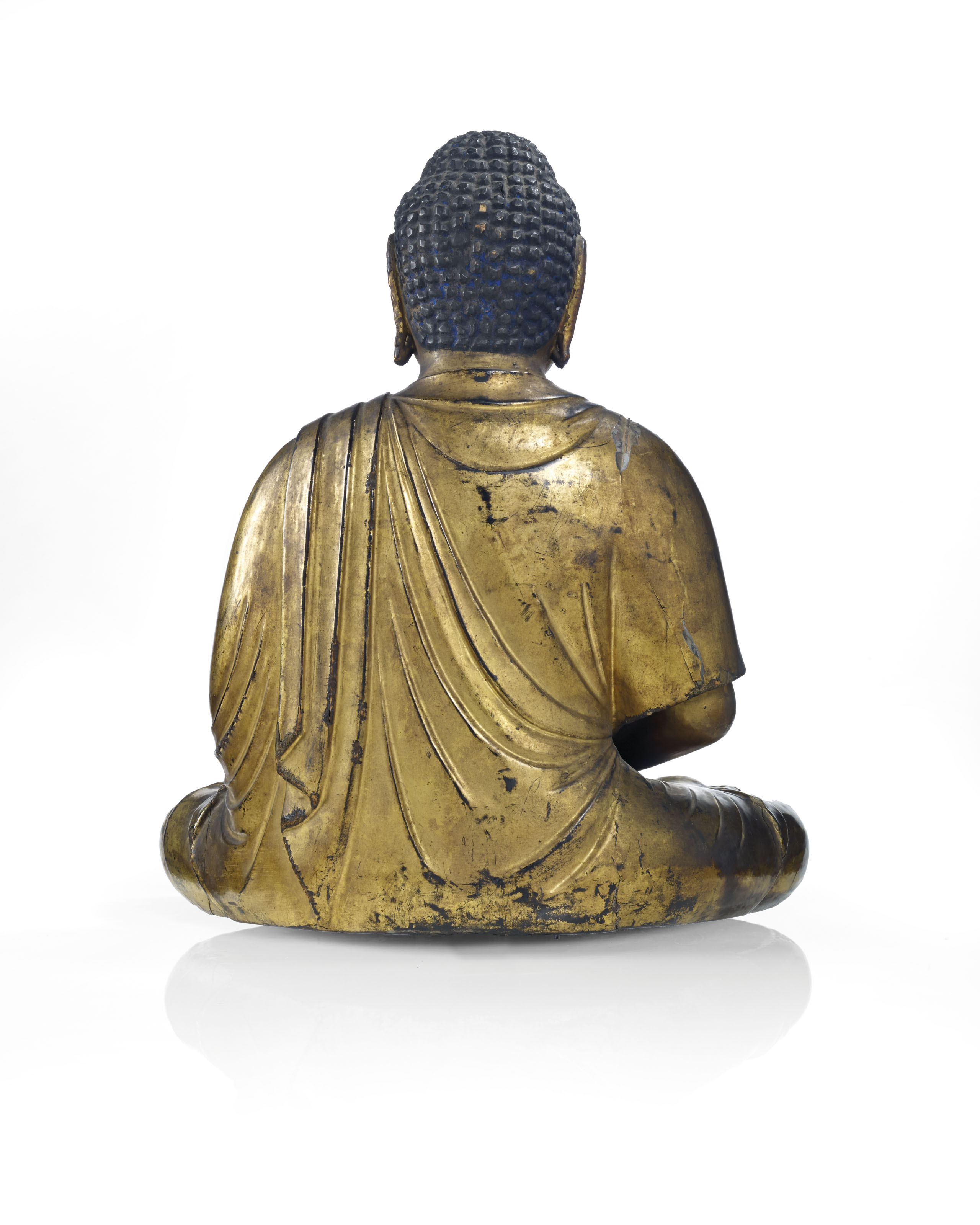 STATUE DE BOUDDHA AMIDA EN BOIS LAQUE OR , JAPON, EPOQUE KAMAKURA (1185