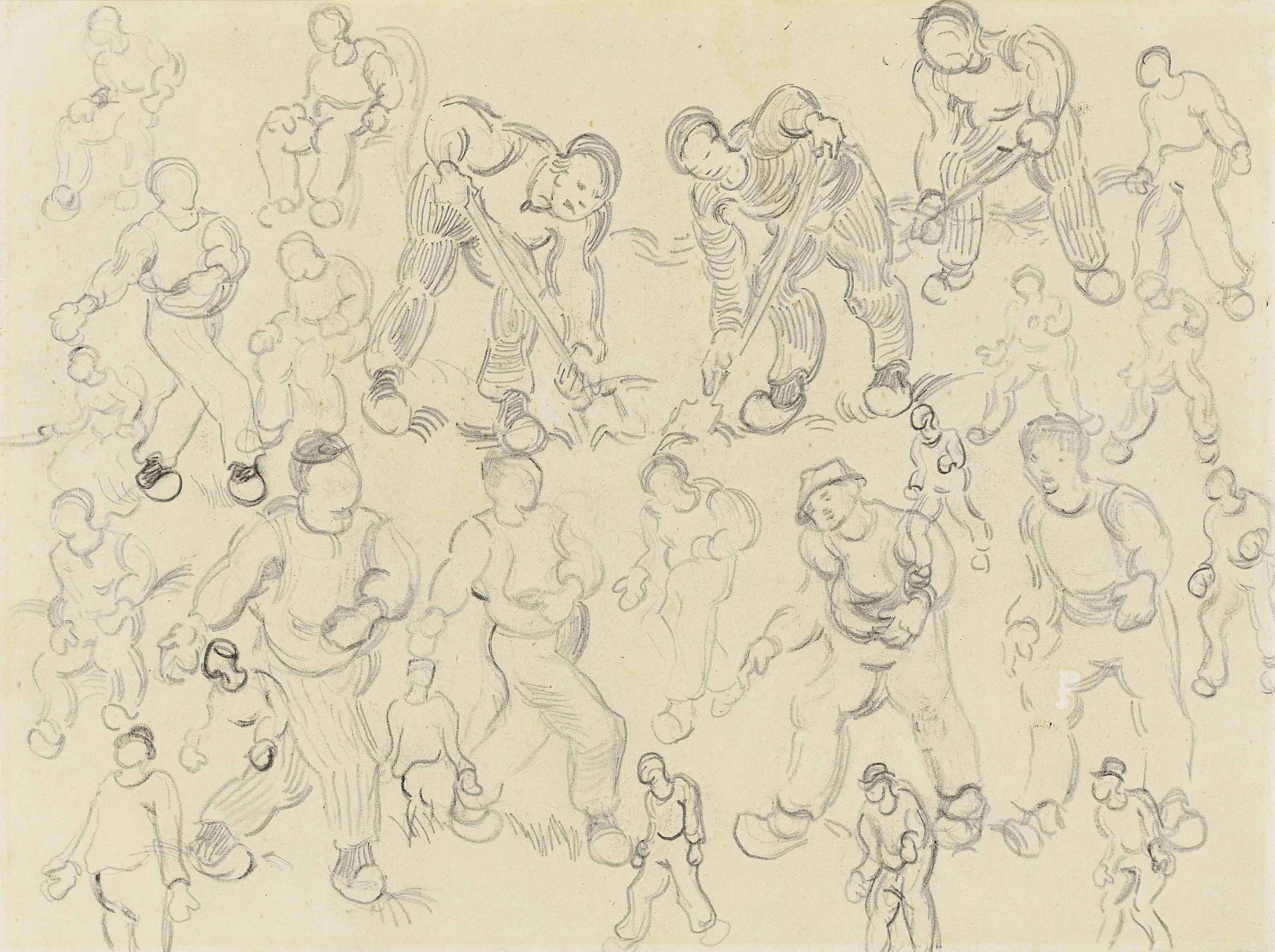 Vincent van Gogh (1853-1890) , Studies of Peasants Working: Sowers and Diggers (recto); A Man in ...