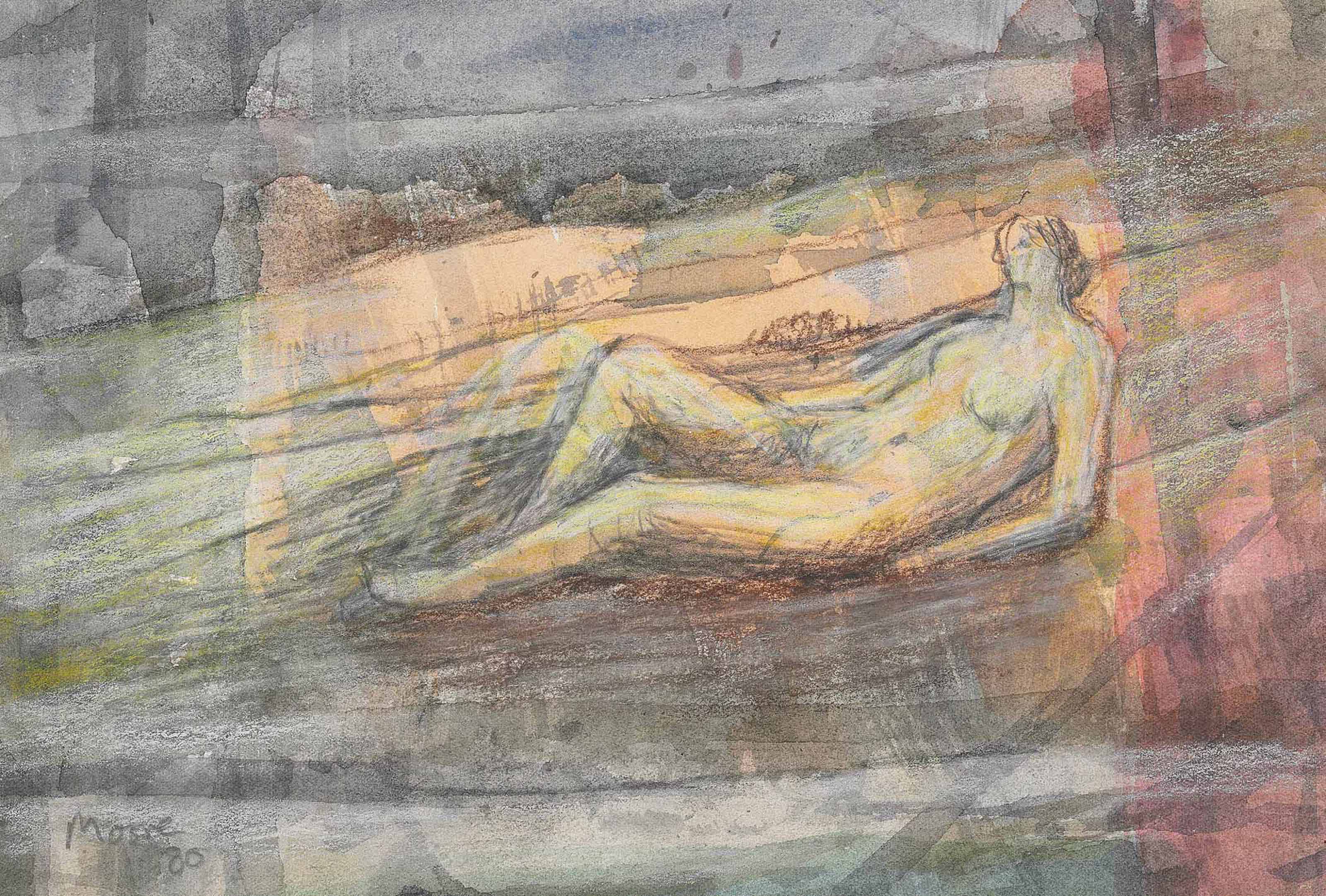 Reclining nude in landscape