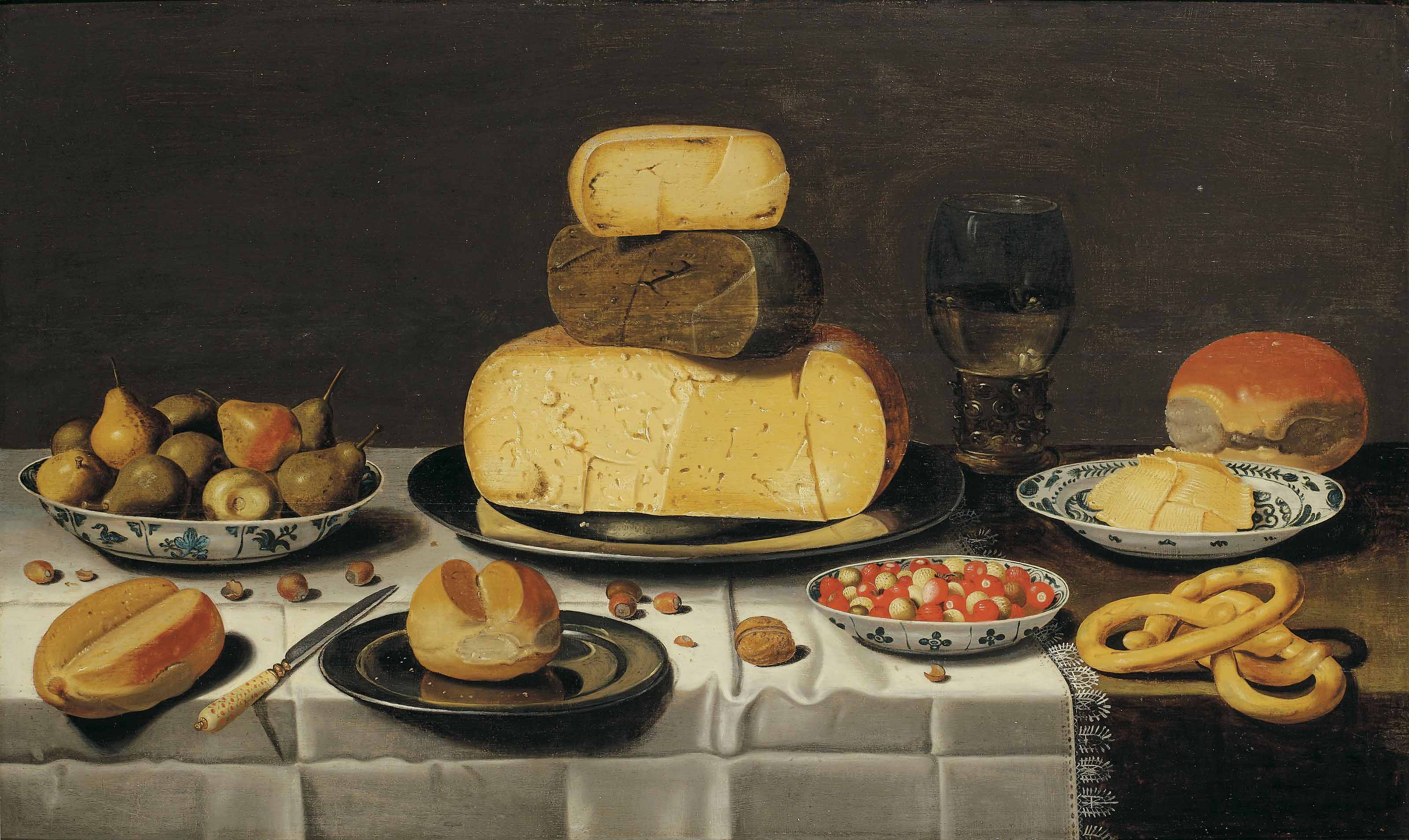 Studio Of Floris Van Schooten C 1585 After 1655 Haarlem A Breakfast Piece With Cheese Bread Fruit And A Roemer On A Partially Draped Table 17th Century Paintings Christie S