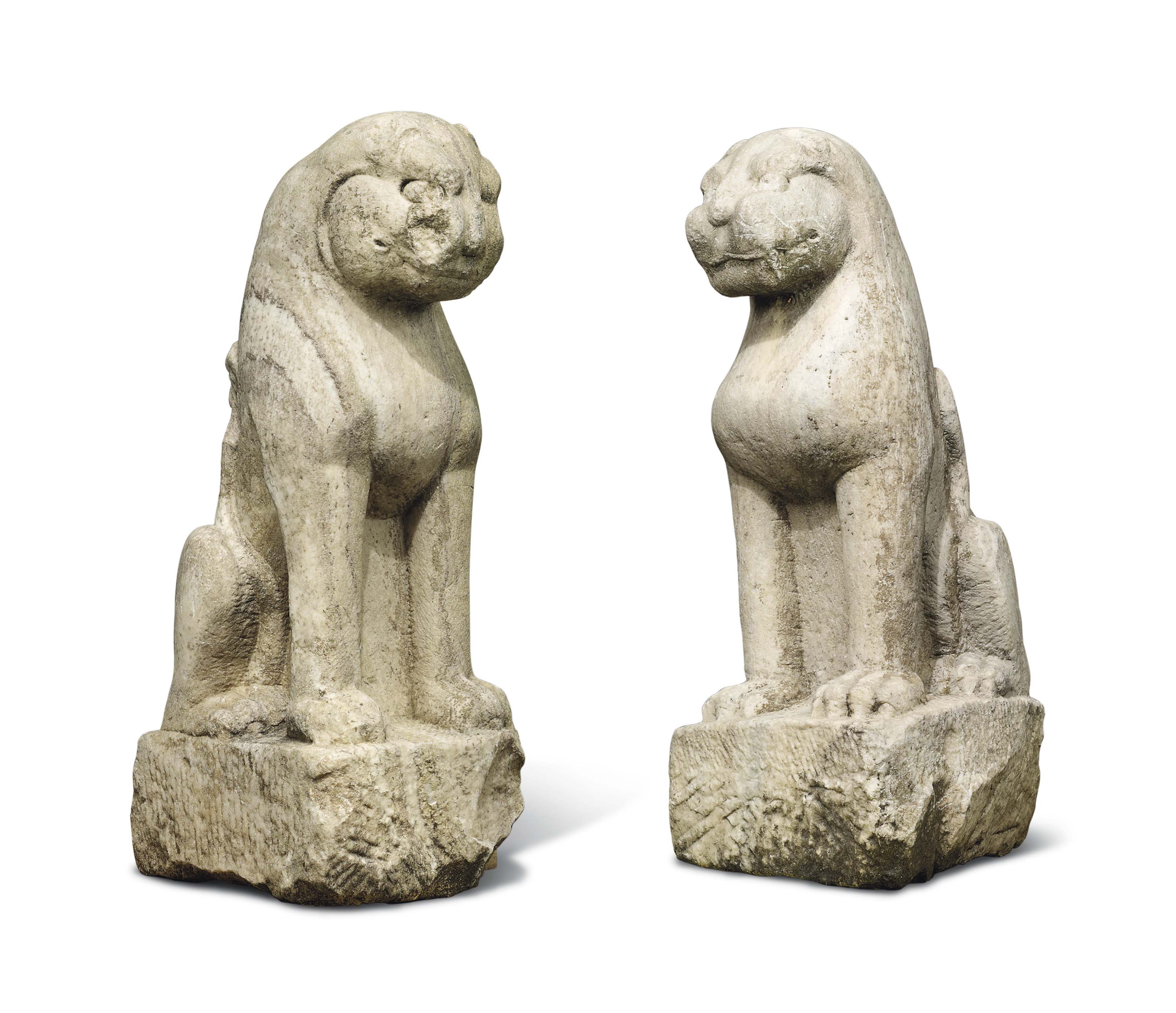 A PAIR OF MASSIVE MARBLE LIONS , TANG DYNASTY (618907) Christie's