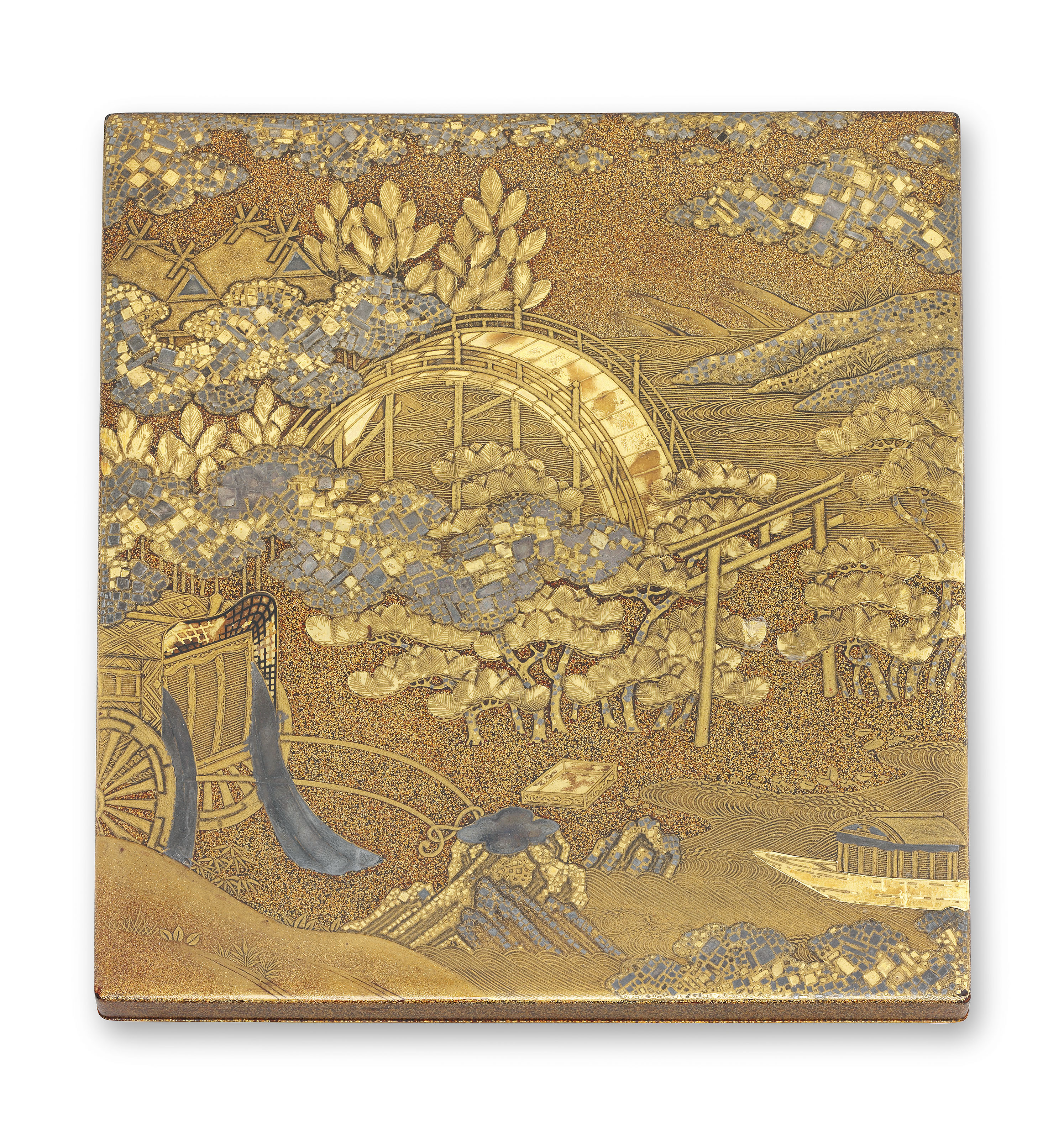 A FINE LACQUER FIVE-CASE INRO AND NETSUKE, EDO-MEIJI PERIOD