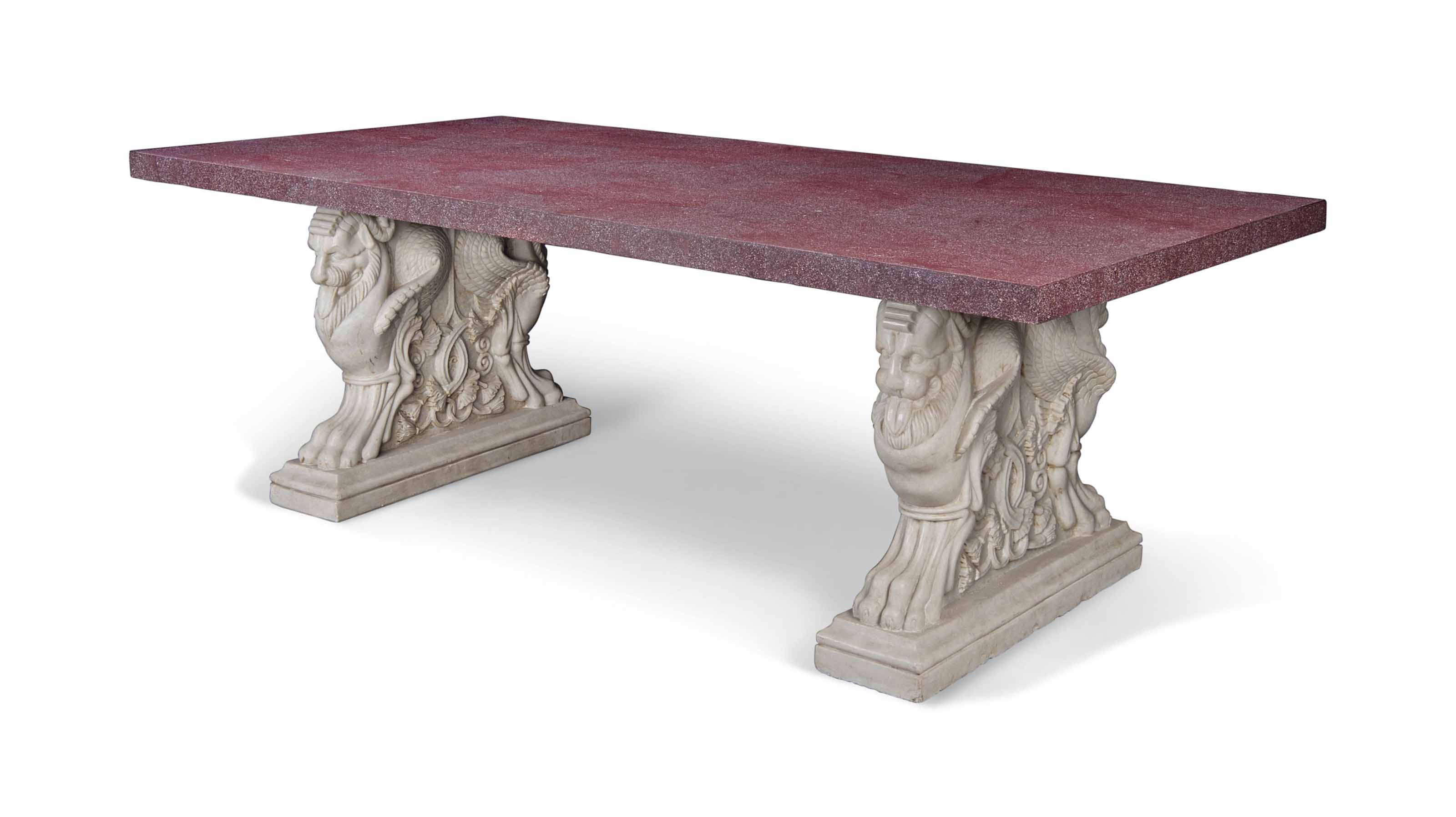 AN ITALIAN PORPHYRY AND WHITE MARBLE CENTRE TABLE | Christie's