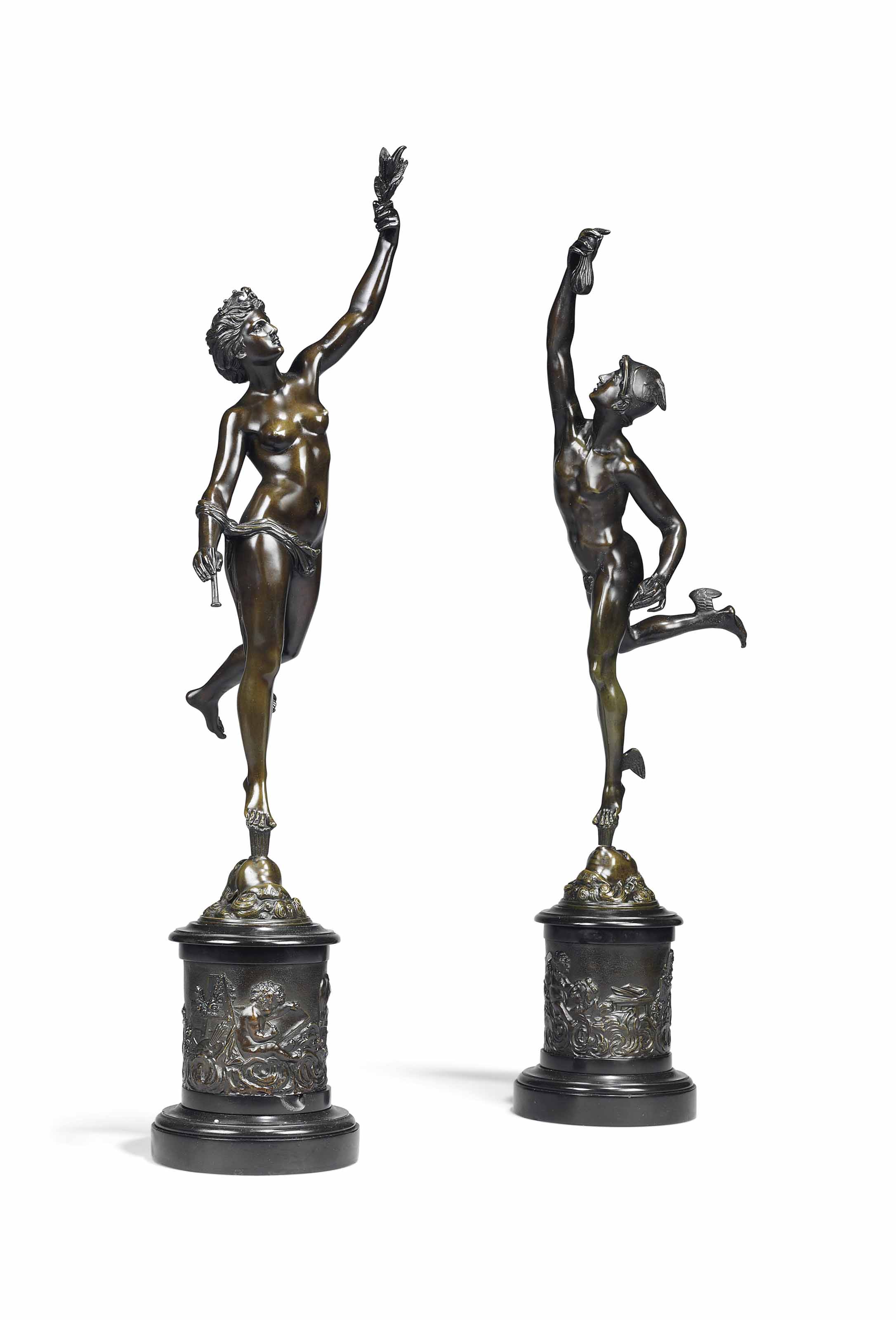 bronze abseiling figures