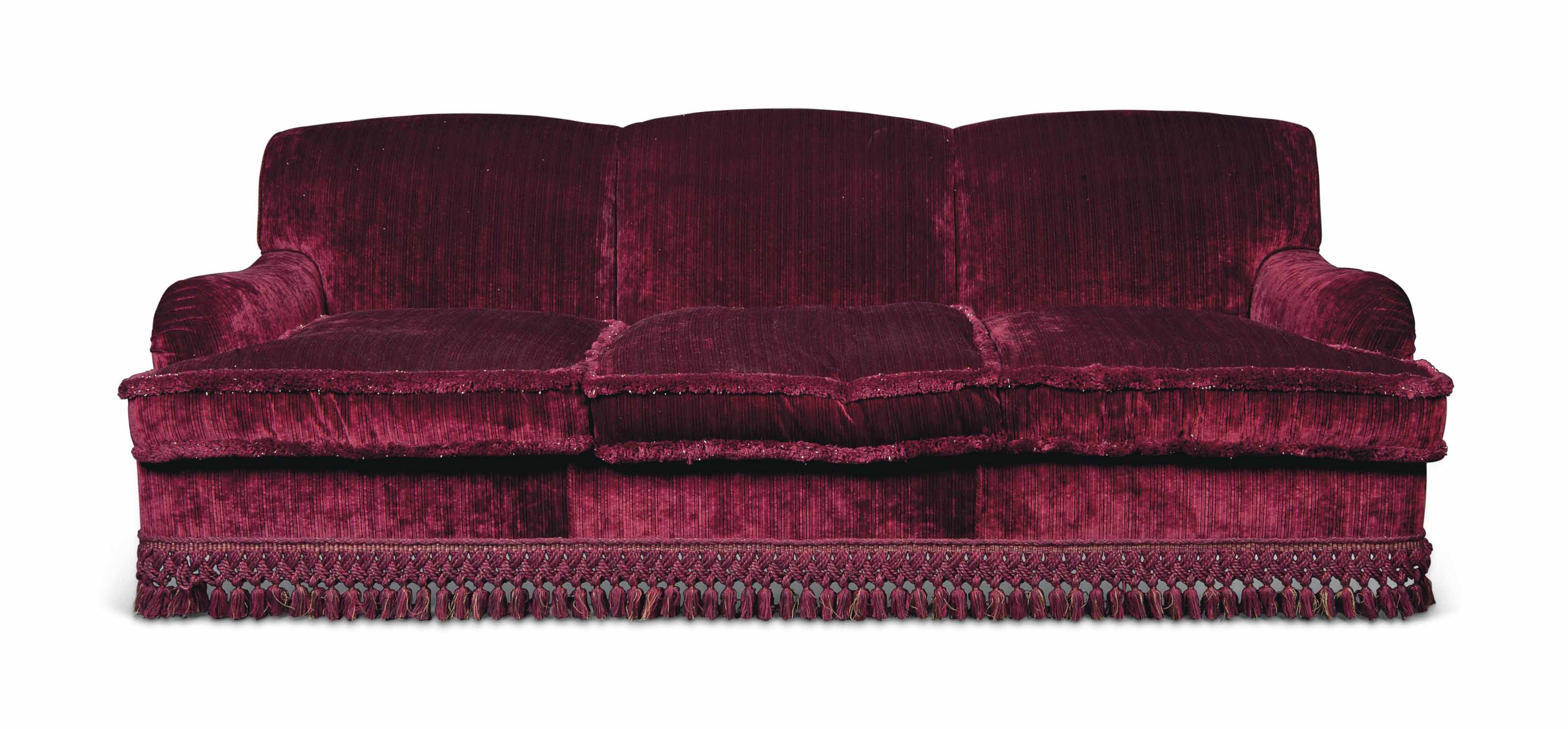 A BURGUNDY BUTTONED VELVET SOFA , SUPPLIED BY FEDERICO FORQUET Christie's