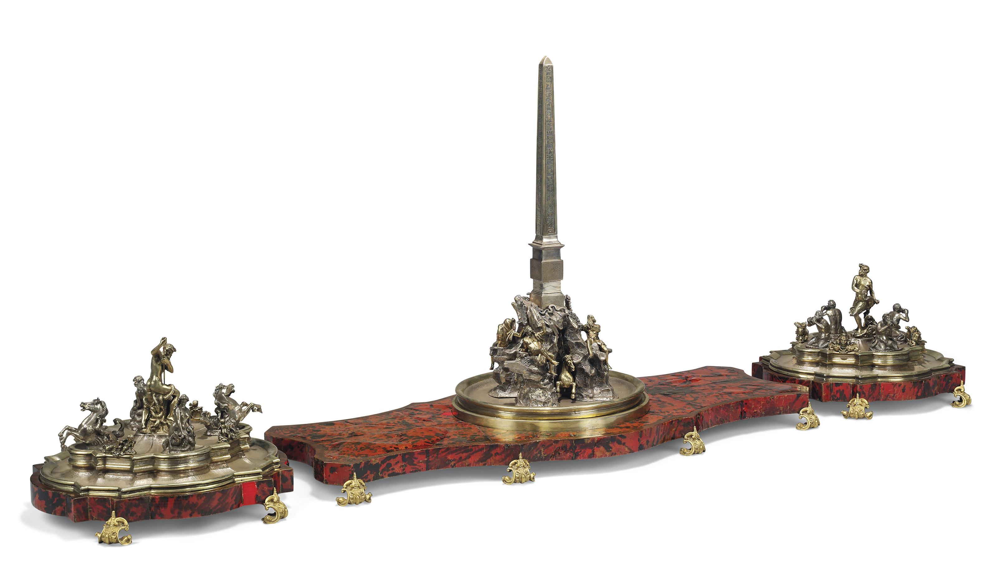 AN ITALIAN PARCEL-GILT SILVER CENTREPIECE