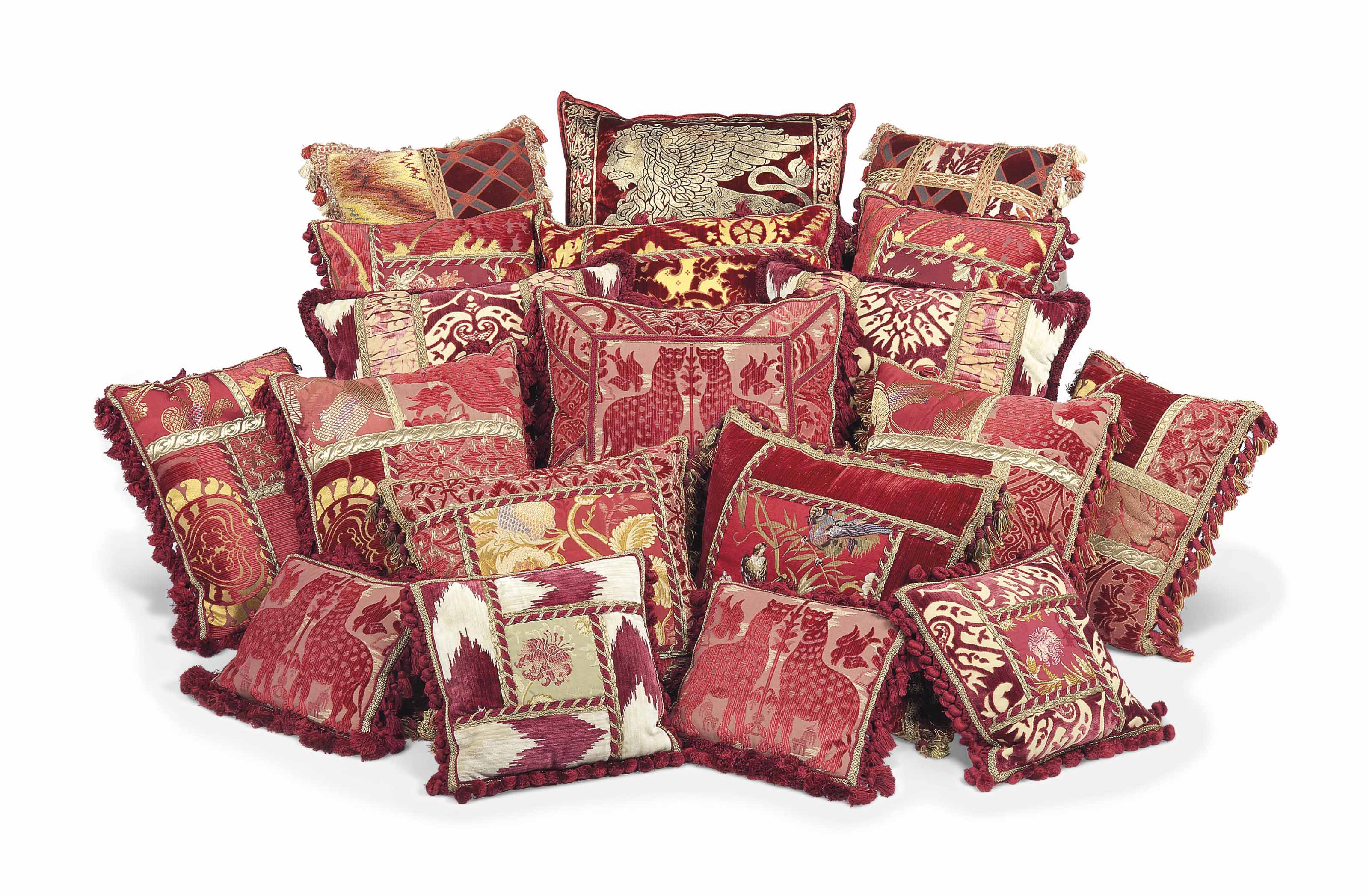 red scatter cushions