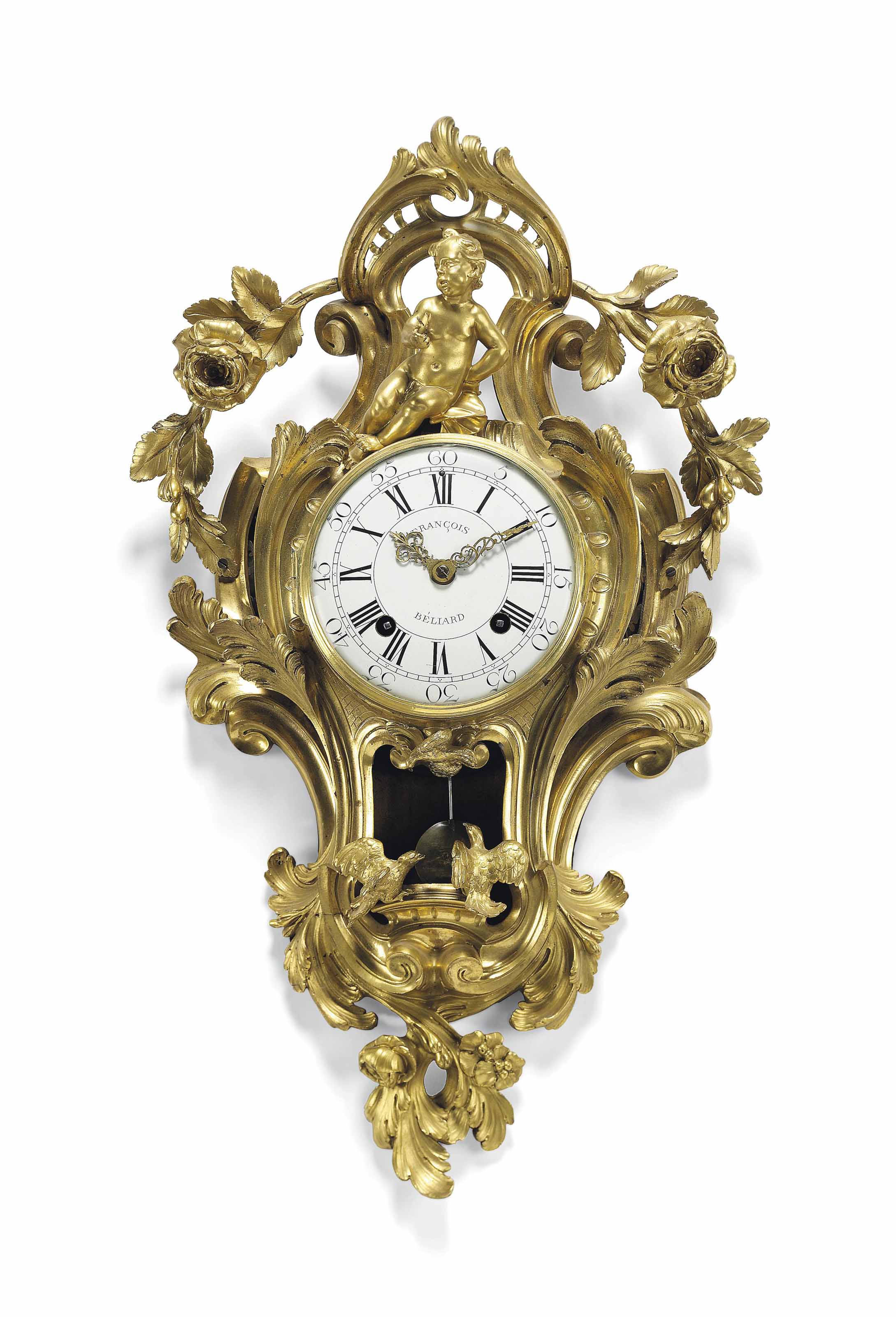 A LATE LOUIS XV ORMOLU STRIKING CARTEL CLOCK , FRANCOIS BELIARD, CIRCA