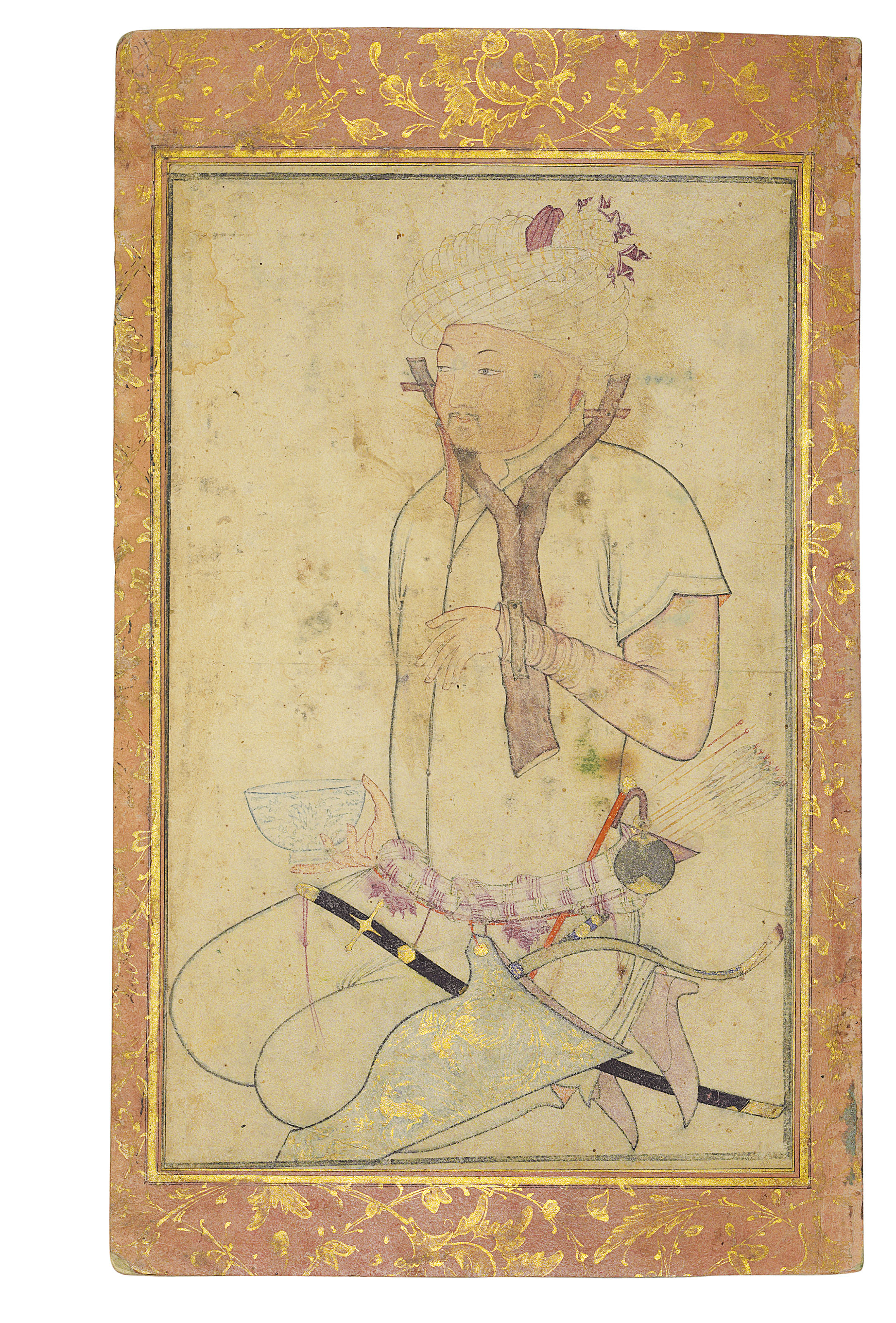 A Turkoman Prisoner And Nasta Liq Calligraphy Safavid Iran