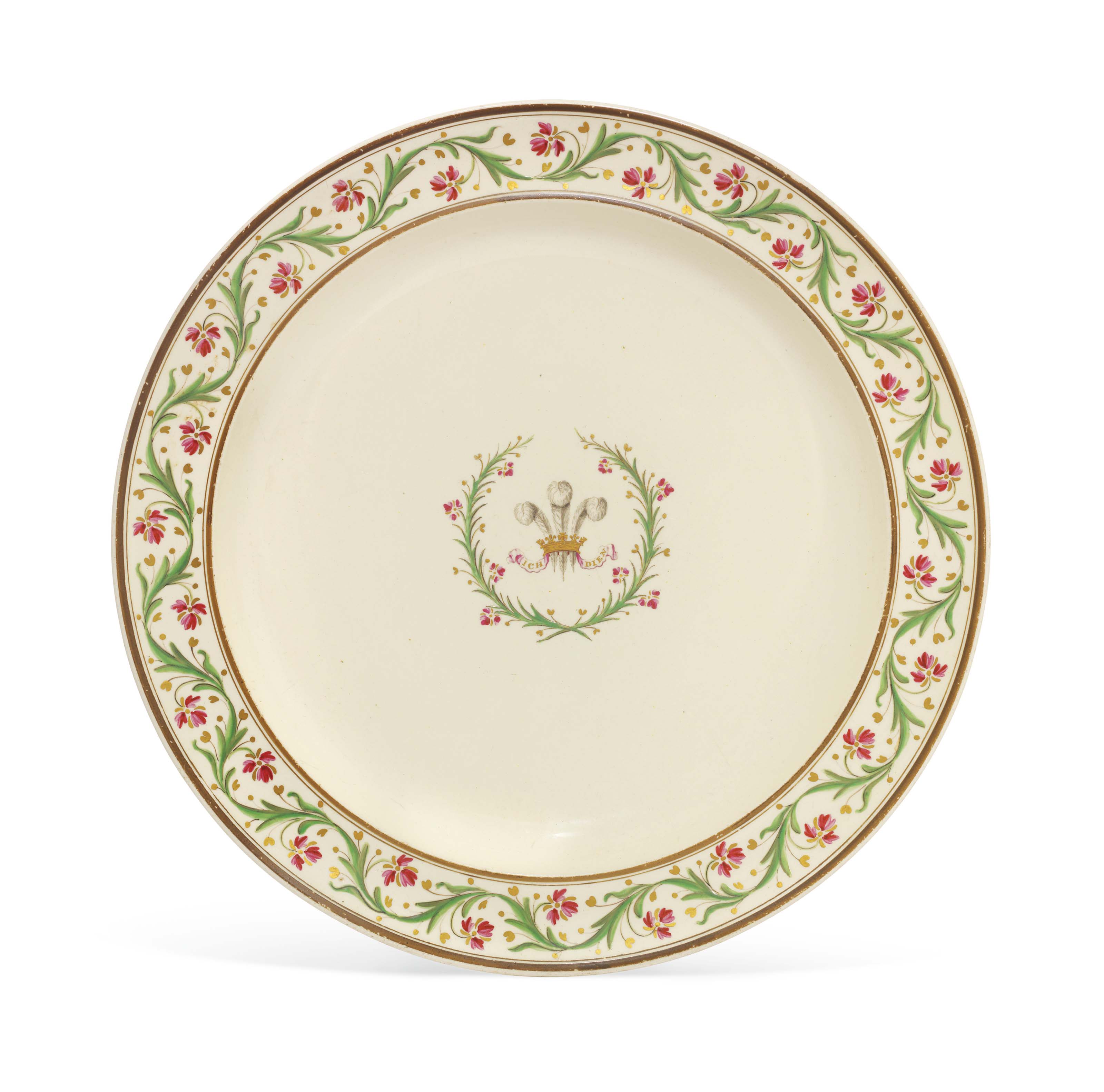 A Wedgwood creamware plate from the Prince of Wales service, circa 1780. 9⅞ in (25 cm) diameter. Sold for &pound;2,000 on 17 May 2017 at Christie&rsquo;s in London