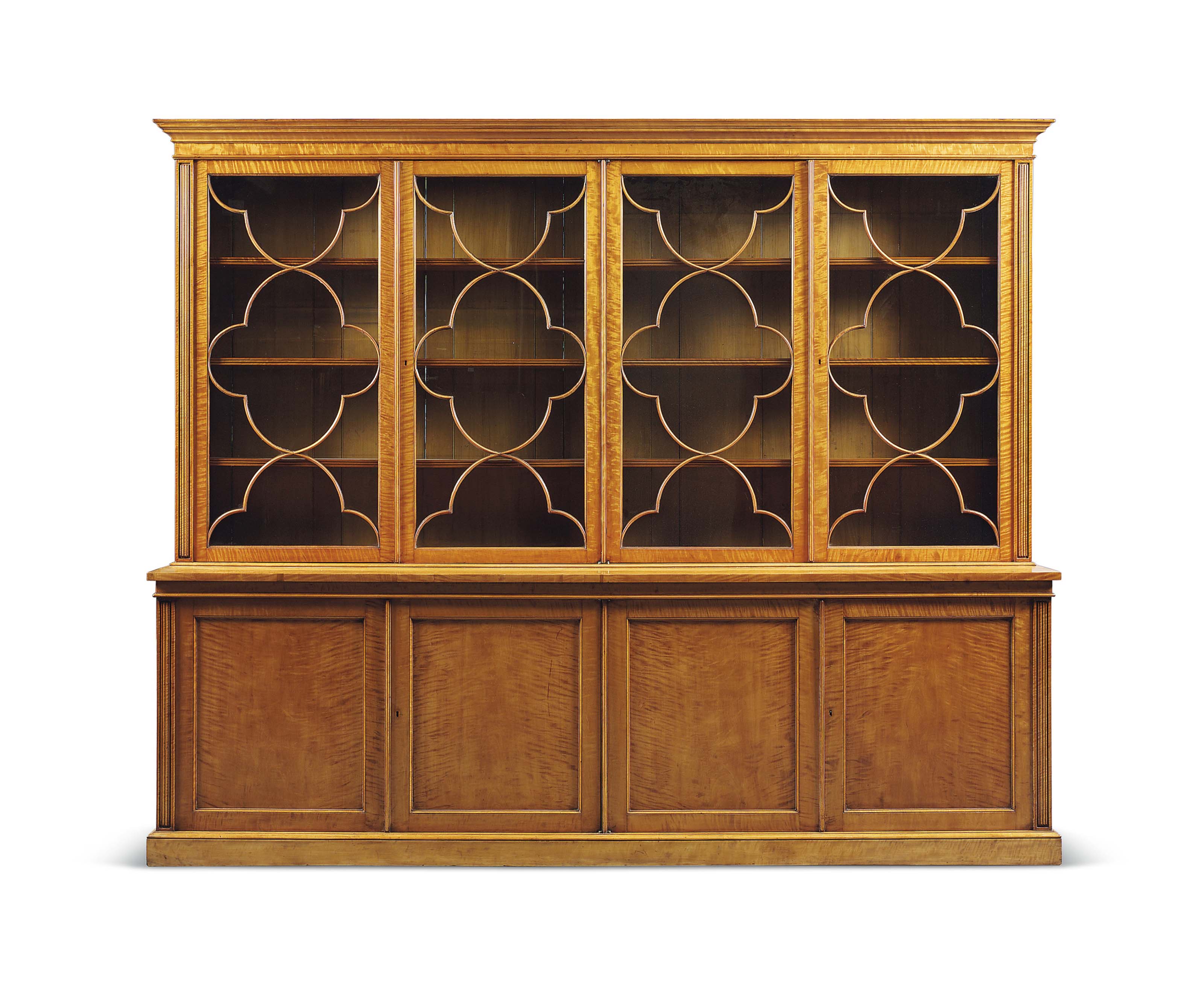 AN EARLY VICTORIAN SATINWOOD BOOKCASE , BY KERBY, MID19TH CENTURY