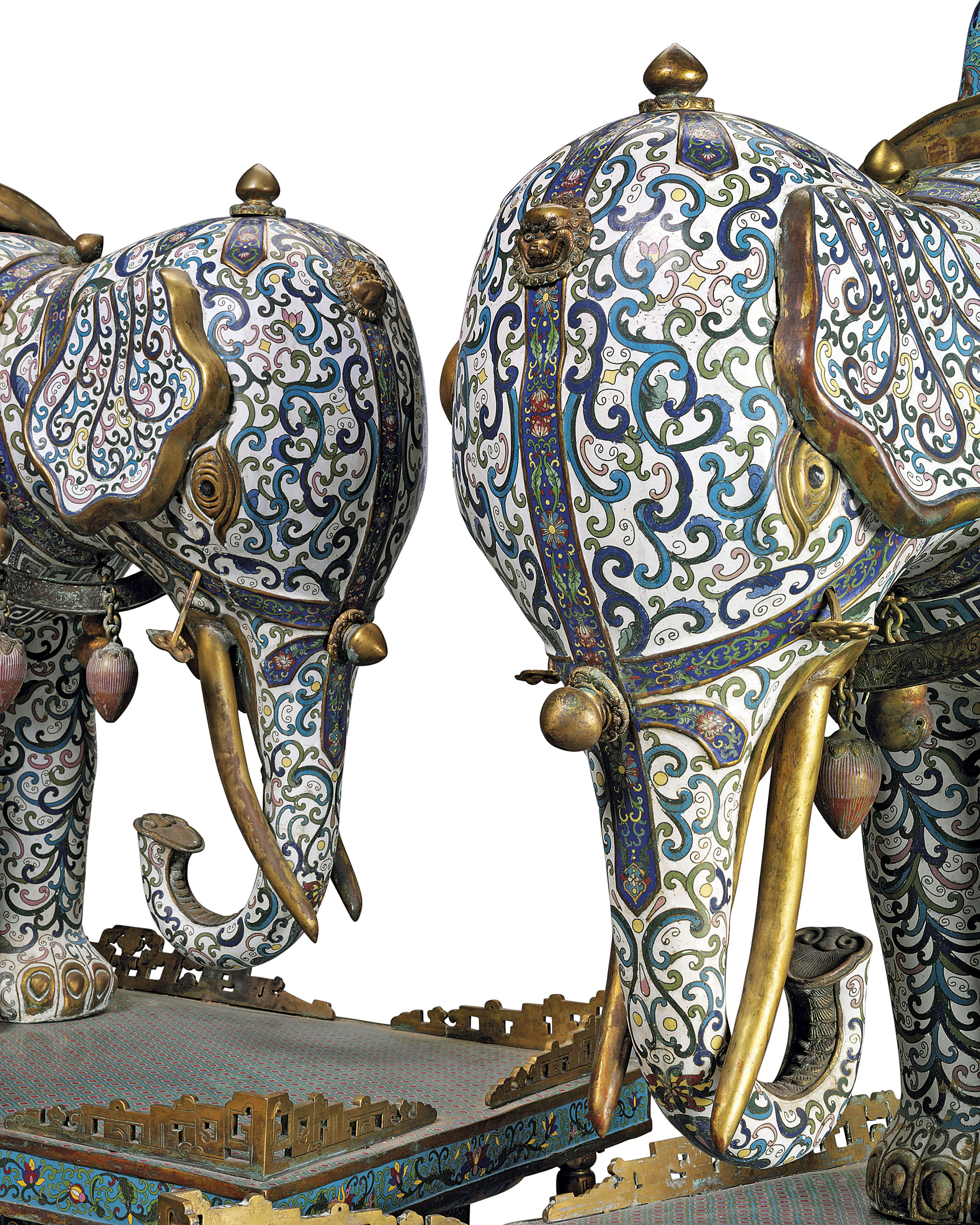 silver and enamel animal figurines