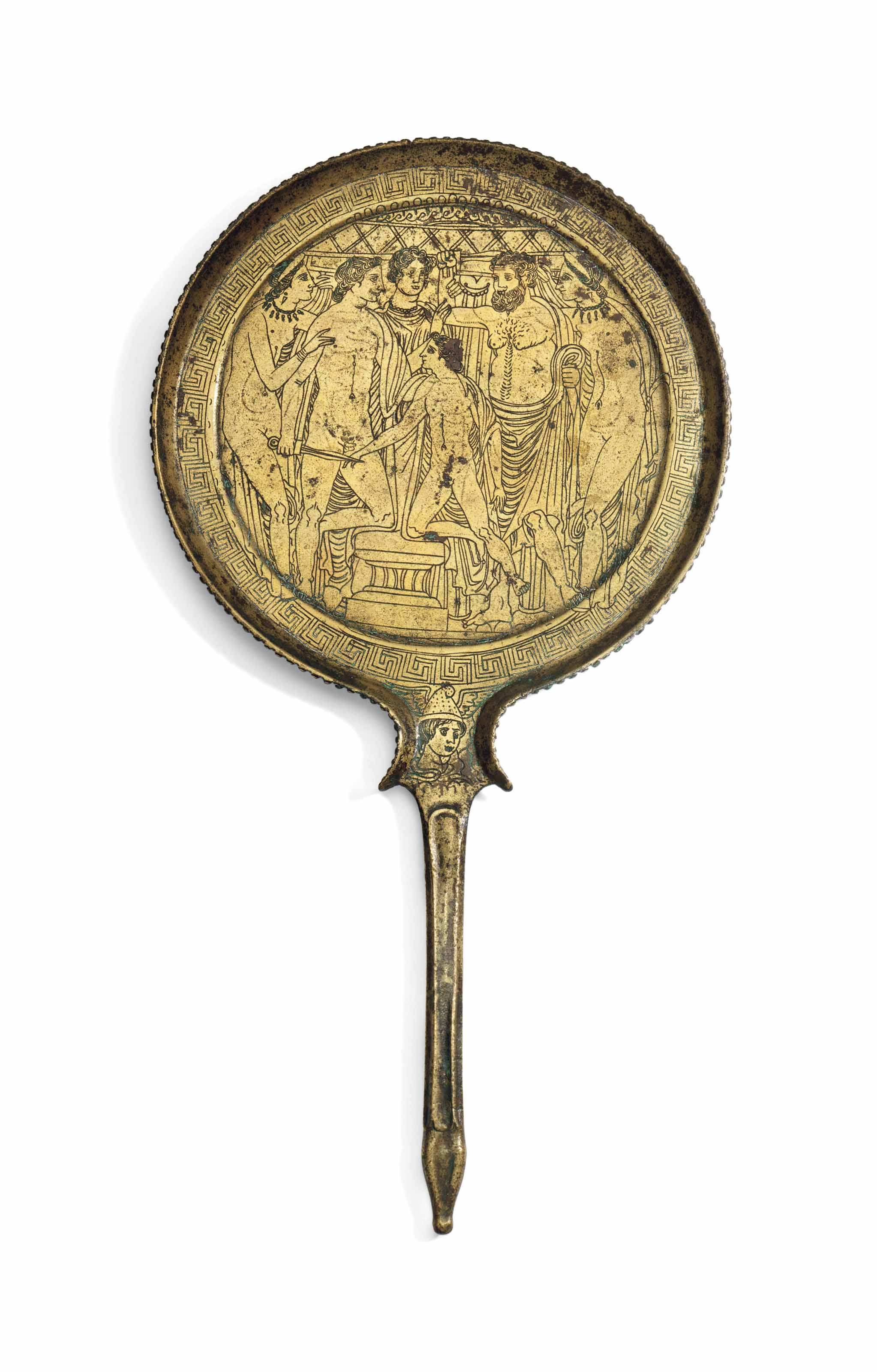 AN ETRUSCAN BRONZE MIRROR , CIRCA 4TH CENTURY B.C. Christie's
