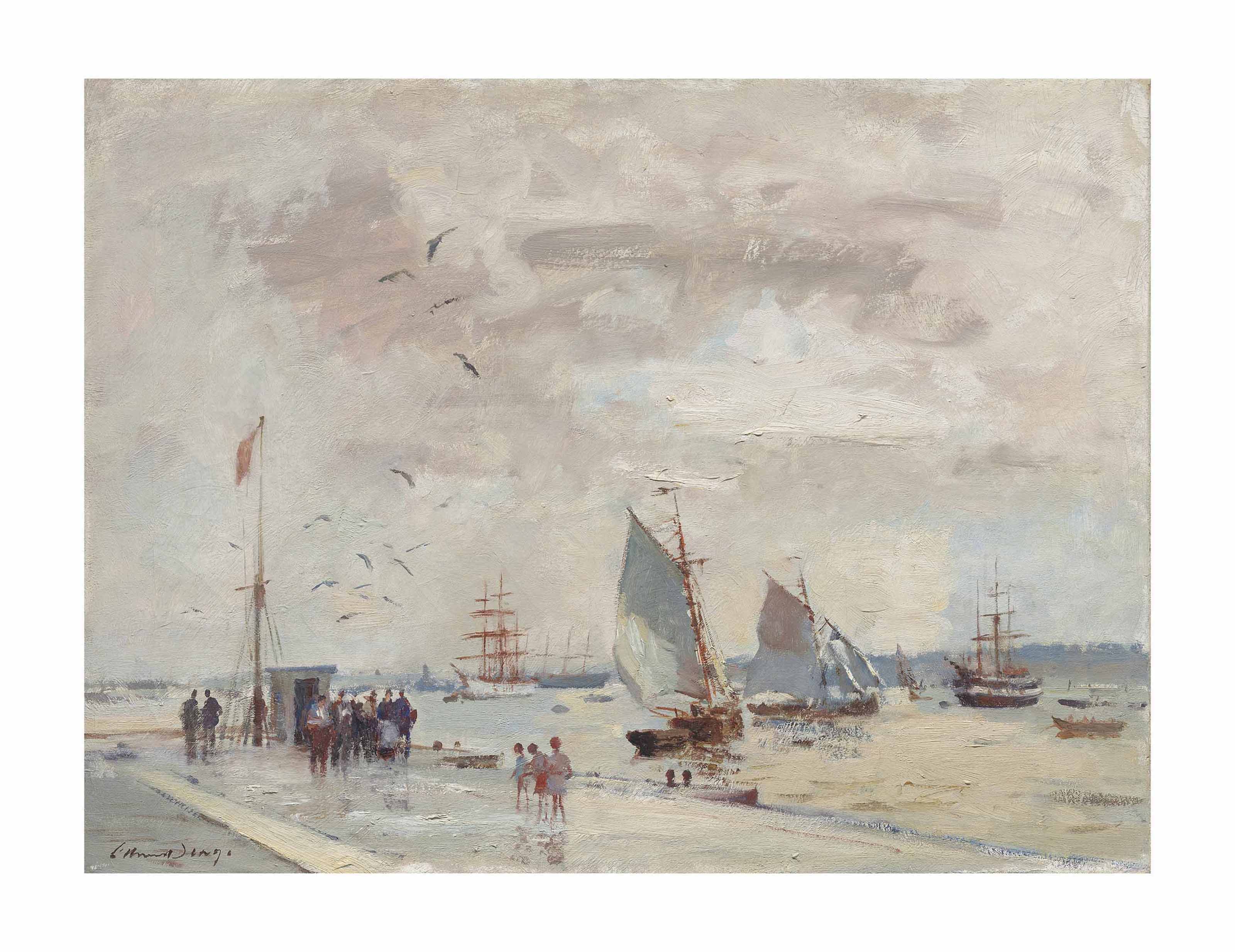 Edward Seago, R.W.S., R.B.A. (19101974) , A windy day, Lisbon harbour