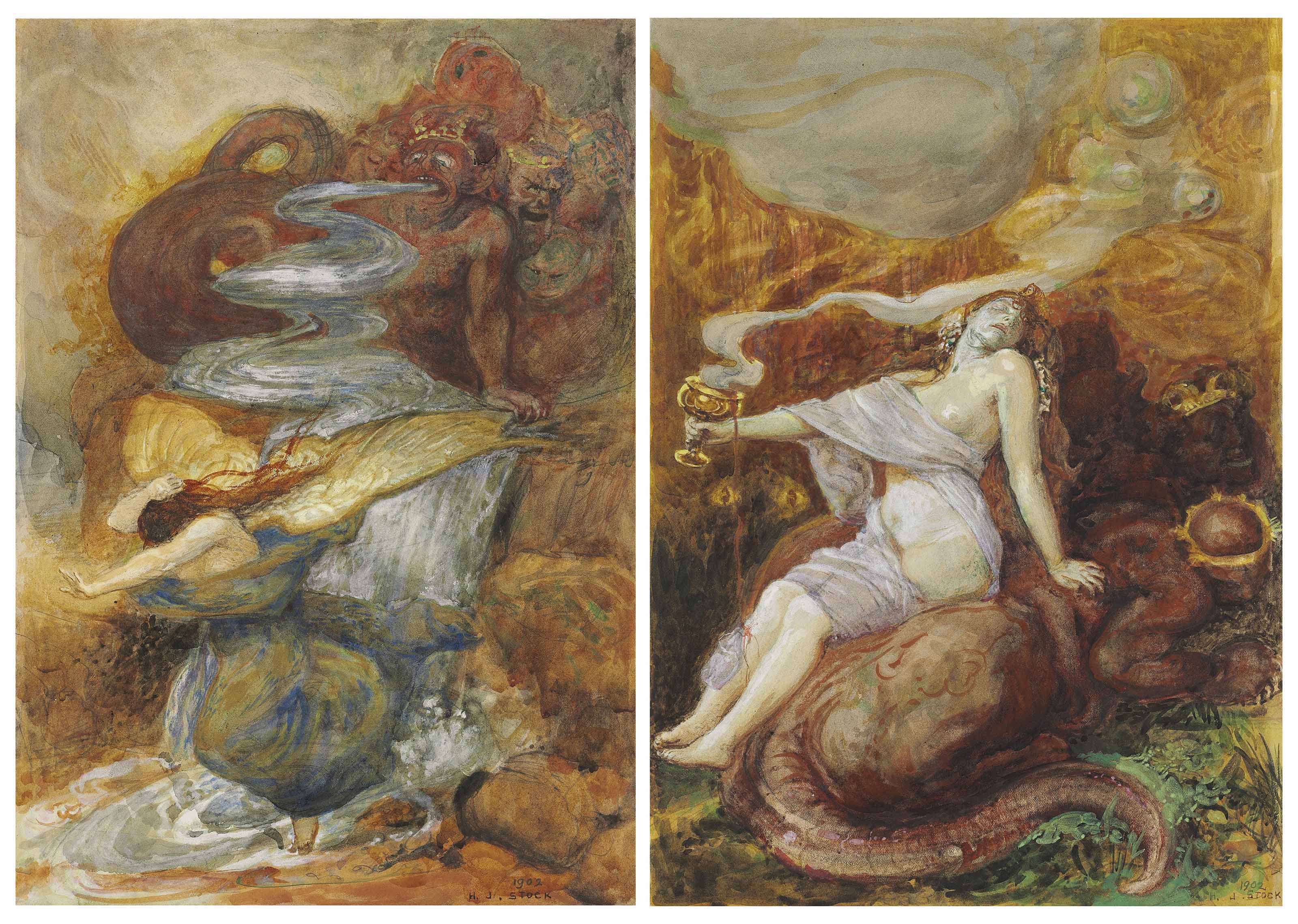 Henry John Stock 1853 1930 The Great Red Dragon And The Woman