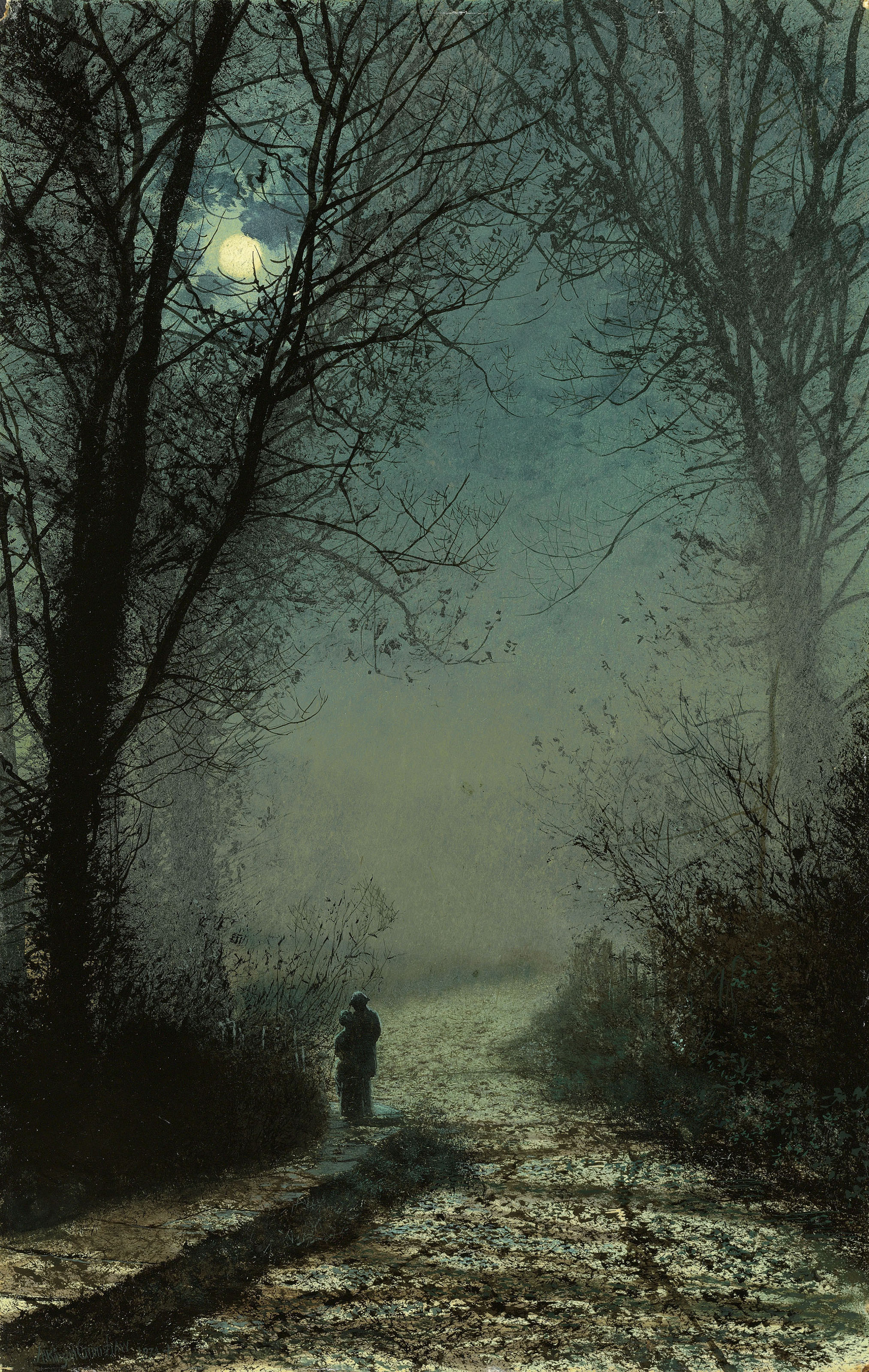 John Atkinson Grimshaw 1836 1893 Lovers On A Moonlit Lane
