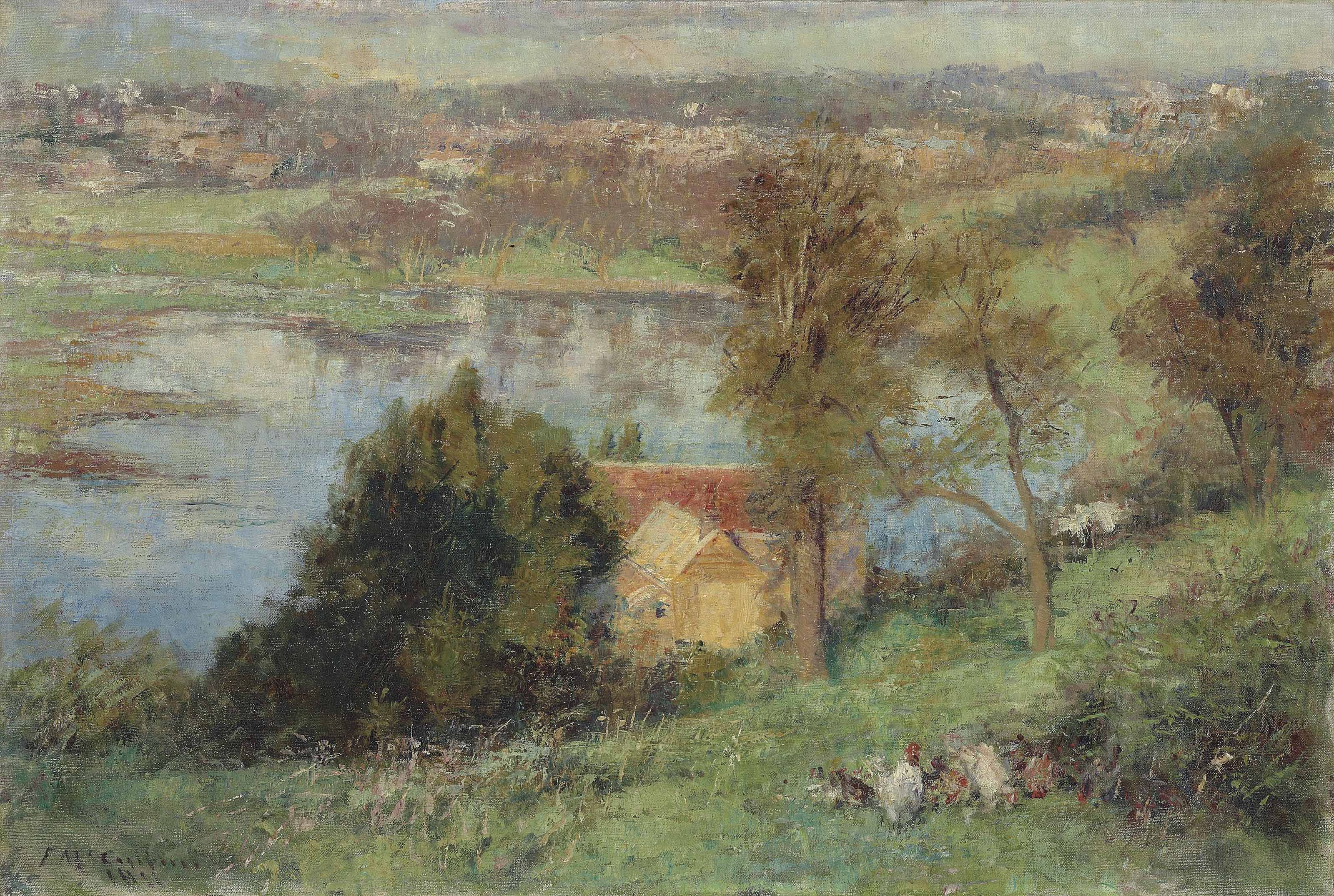 Frederick McCubbin (1855-1917), The Yarra from Kensington Road, South Yarra. 20⅜ x 30 in (51.7 x 76.5 cm). Estimate: &pound;100,000-150,000. This lot is offered in Australian Art&nbsp;on 14 December 2017  at Christie&rsquo;s in London