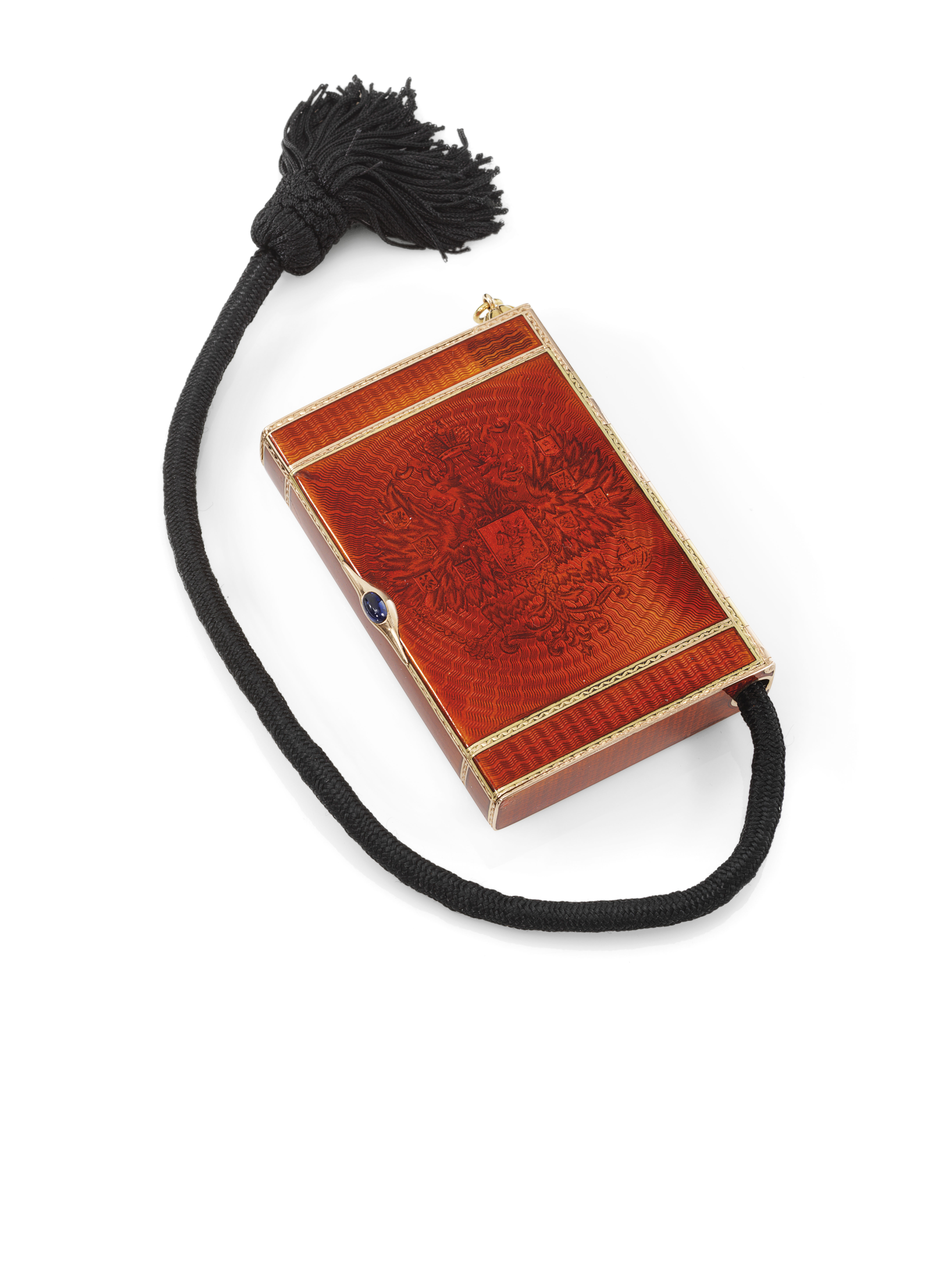 An important gem-set guilloch&eacute; enamel and two-colour gold imperial presentation cigarette case, by Hahn, St Petersburg, 1893. 3⅝ in (9.2 cm) wide. Sold for &pound;68,750 on 27 November 2017 at Christie&rsquo;s in London