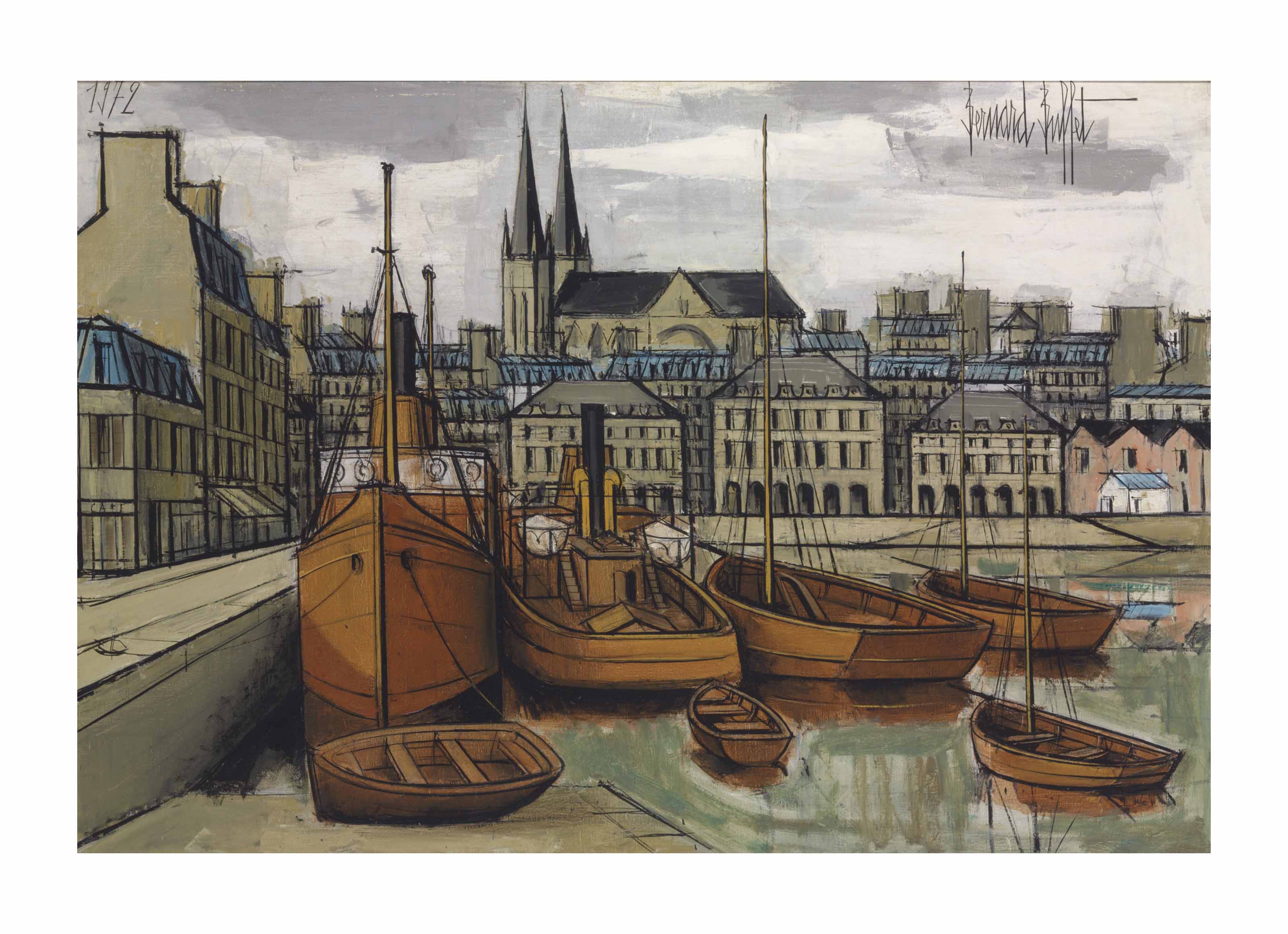 Bernard Buffet (1928-1999), La Seine et la Tour Saint-Jacques