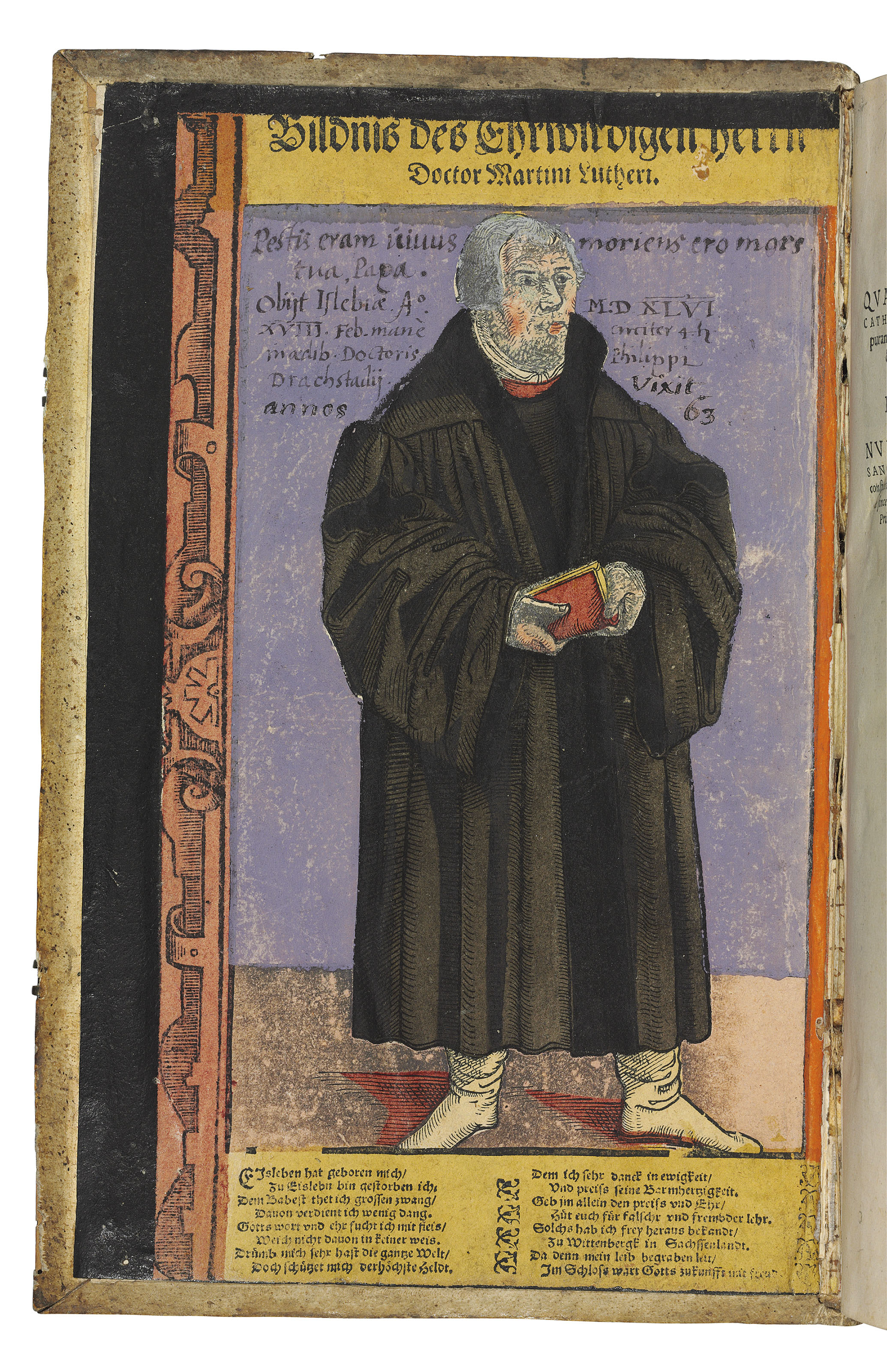 A woodcut portrait of Martin Luther in Philipp Melanchthon&rsquo;s&nbsp;Corpus doctrinae Christianae.&nbsp;Leipzig: Ernest V&ouml;gelin, January 1560. Sold for &pound;20,000&nbsp;on 12 July 2017&nbsp;at Christie&rsquo;s in London