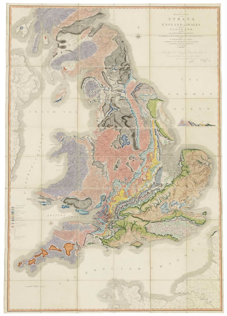 William Smith (1769-1830), A Delineation of the Strata of England and Wales, with part of Scotland. 1815. Sold for £62,500 on 13 December 2017 at Christie’s in London