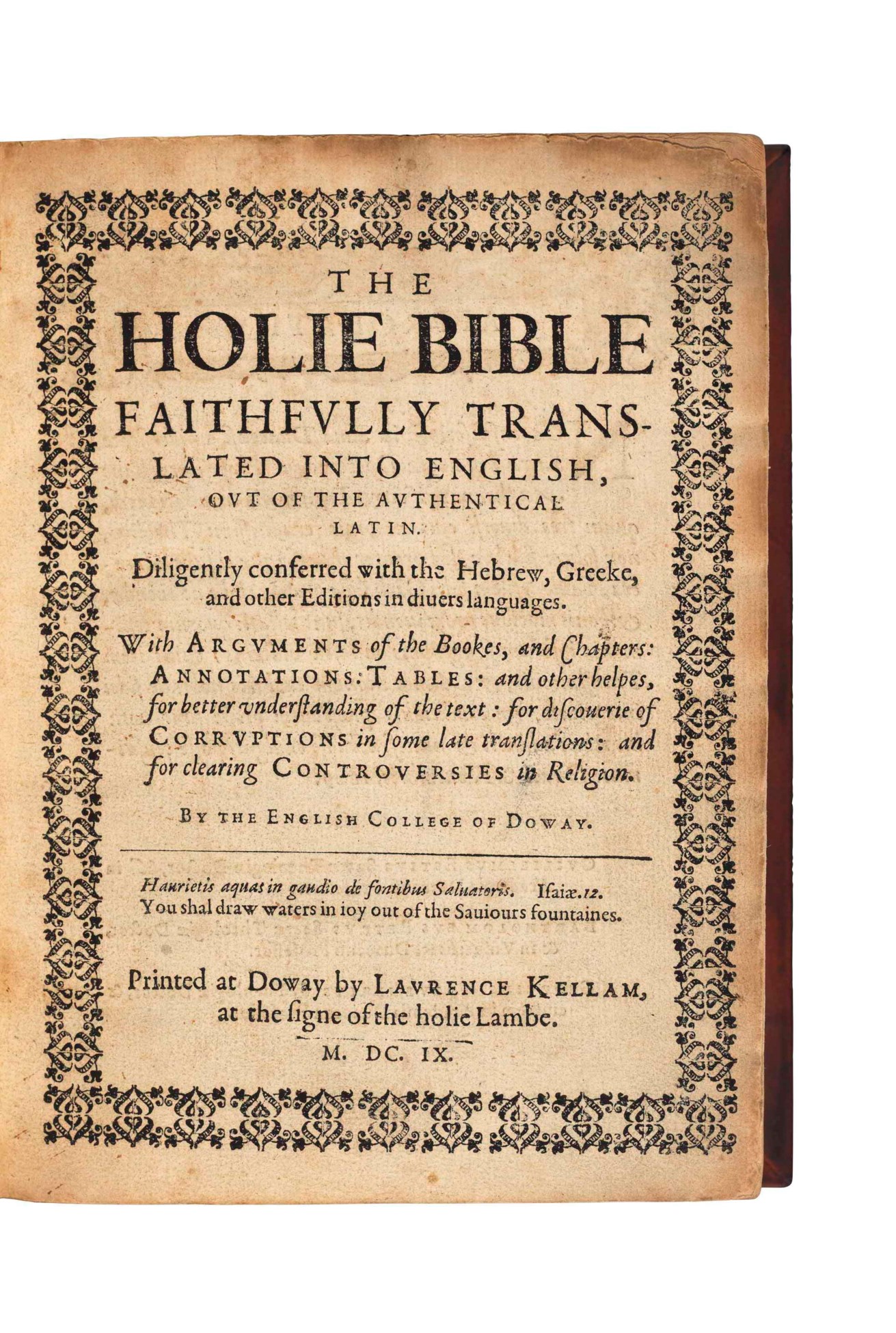 BIBLE, New Testament, in English. The New Testament of Iesus Christ, Translated Faithfully into