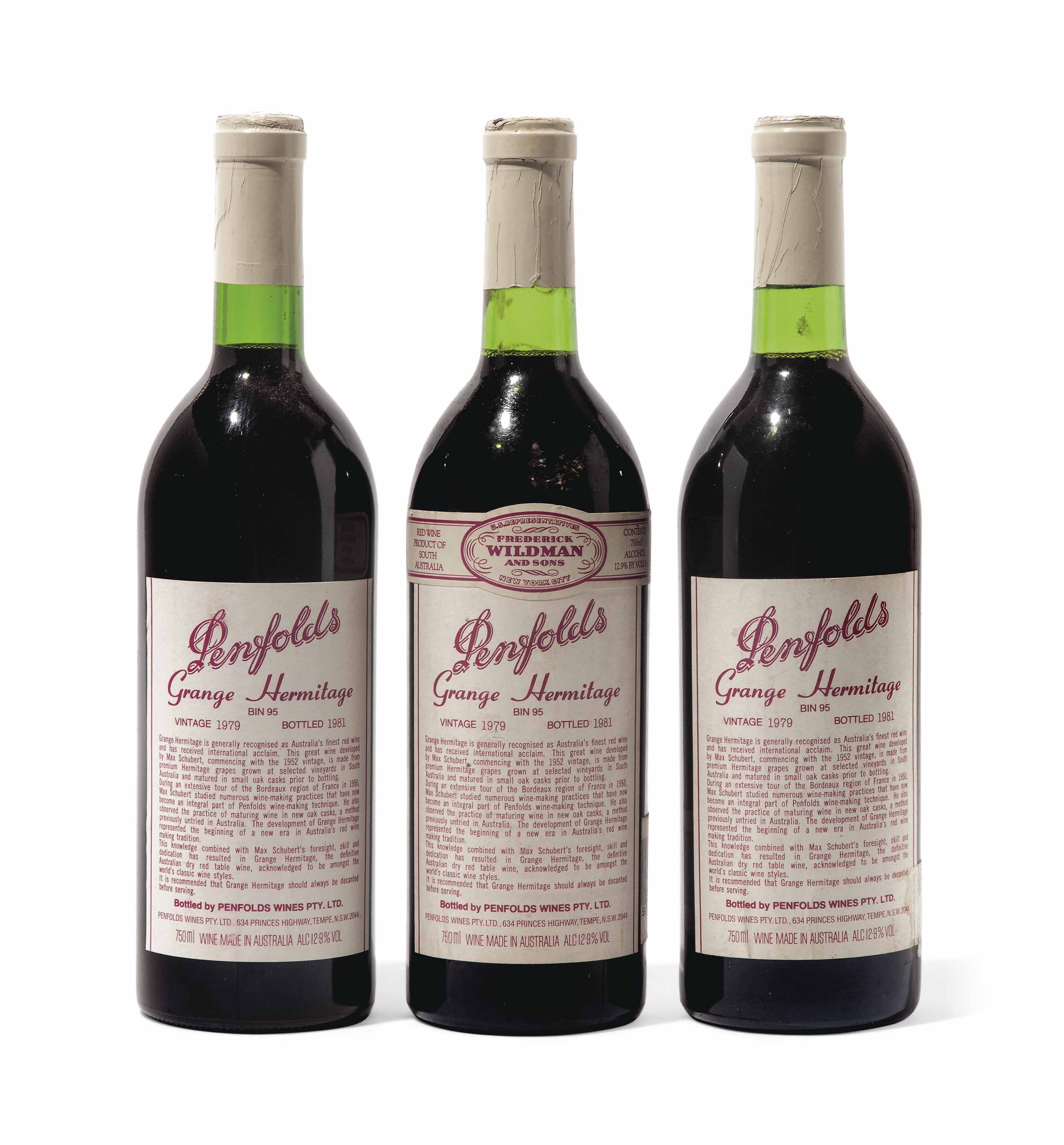 Penfolds Grange Hermitage 1979 , 9 bottles per lot Christie's