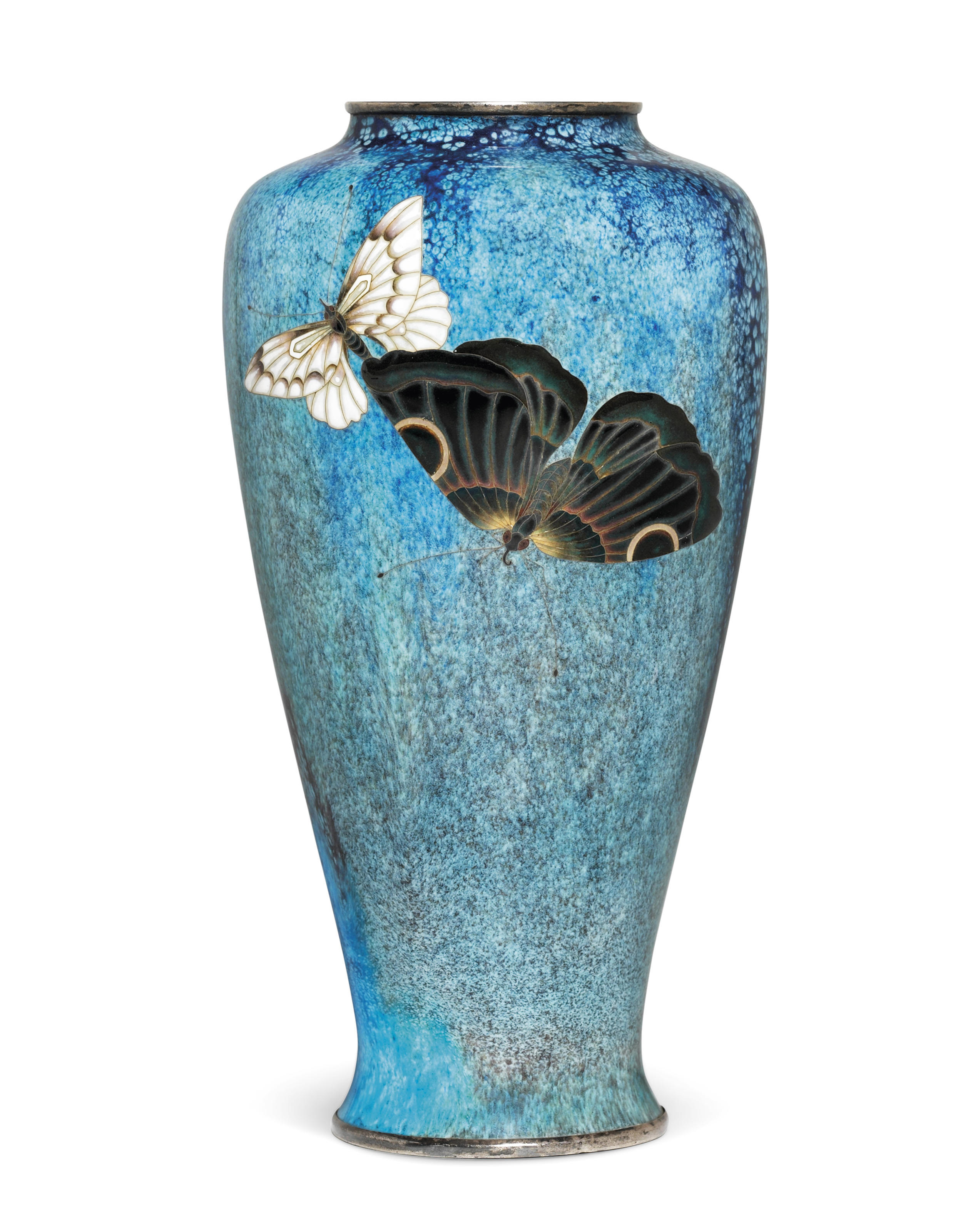 半額満載！スーパーSALE グランドセール！ THE BUTTERFLIES, WITH VASE CLOISONNÉ A MARK KAWADE OF 絵画