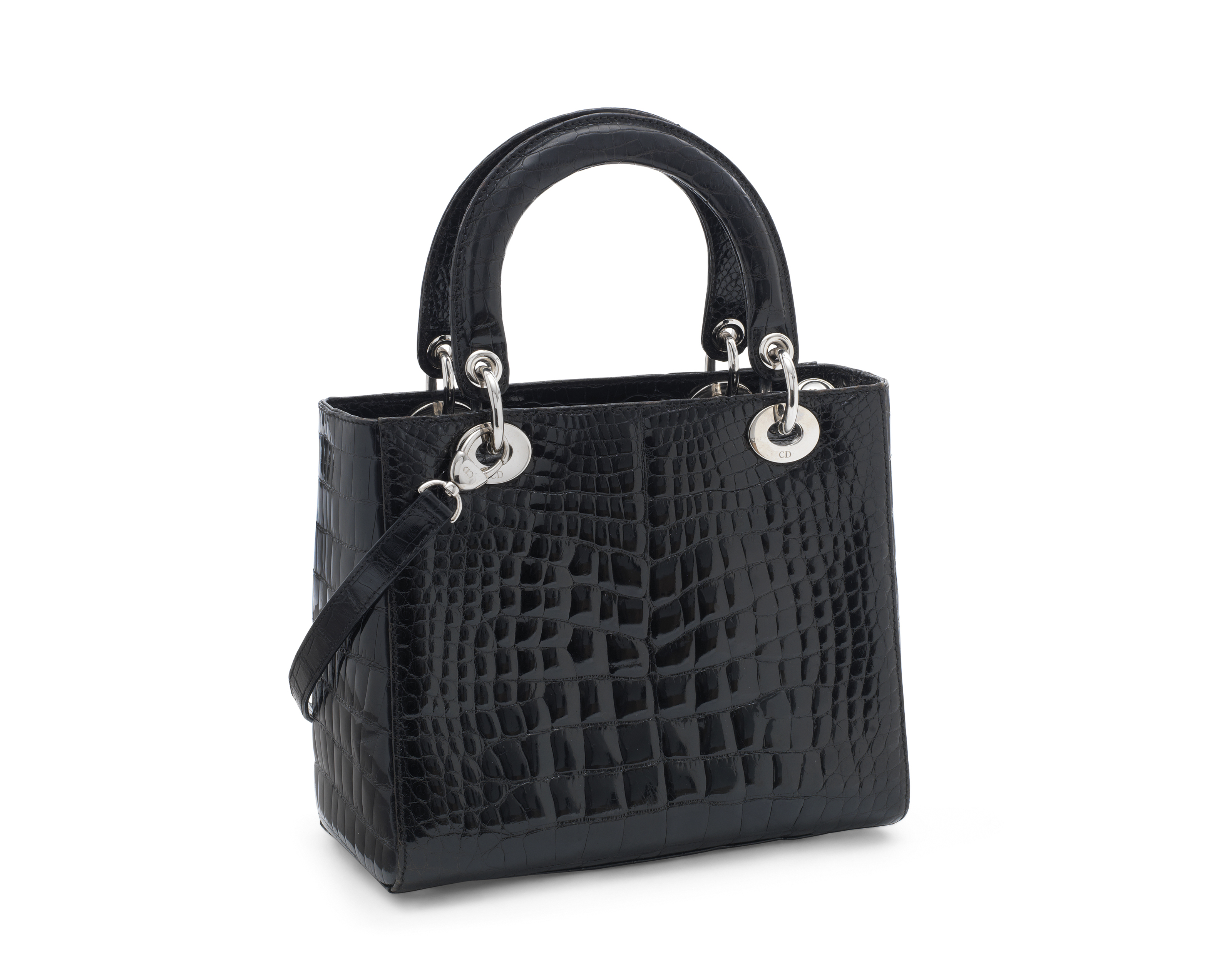A Shiny Black Alligator Lady Dior With Silver Hardware Christian Dior 2010s Textiles Costume Accessories Christie S