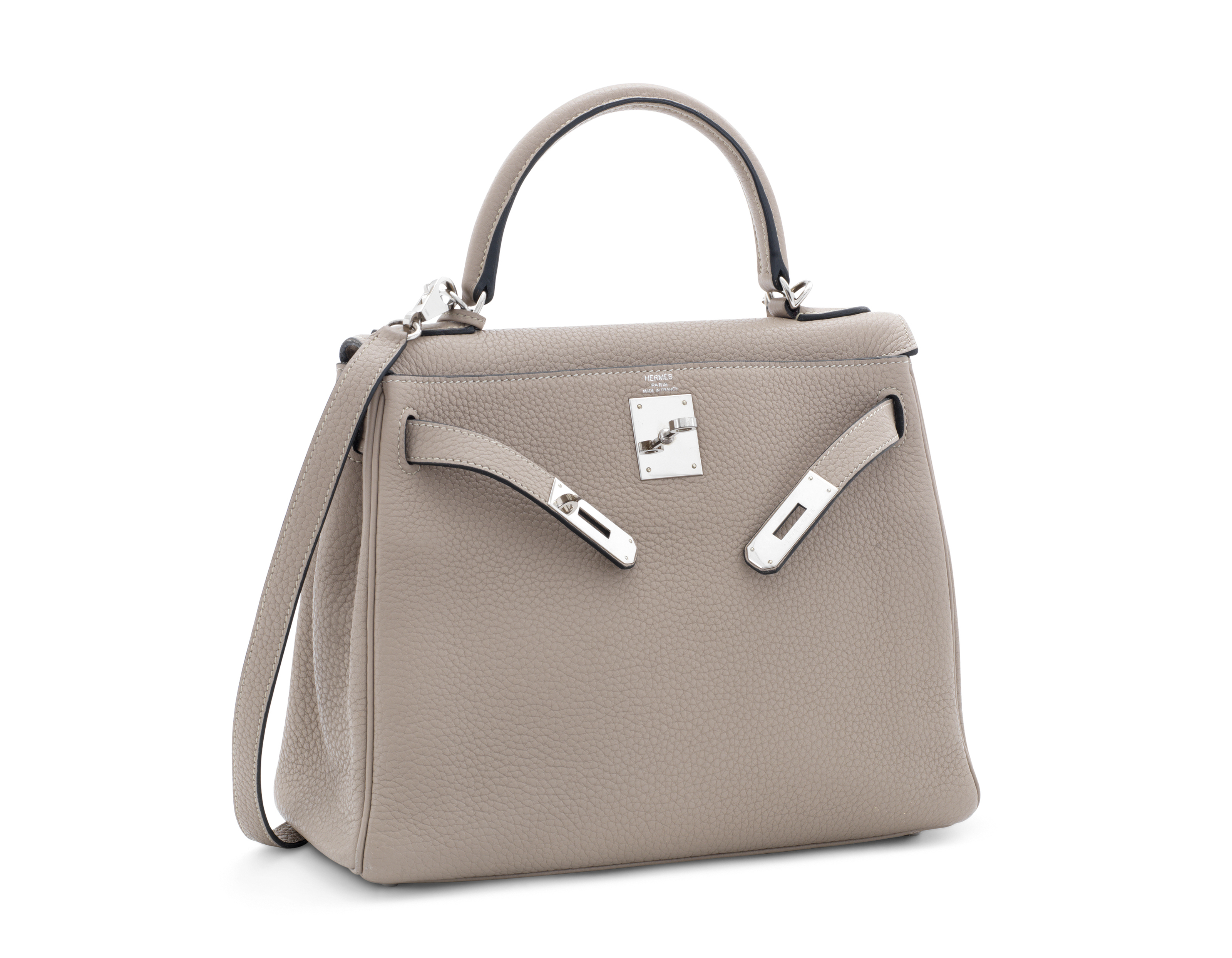 A GRIS TOURTERELLE CL MENCE LEATHER RETOURN KELLY 28 WITH