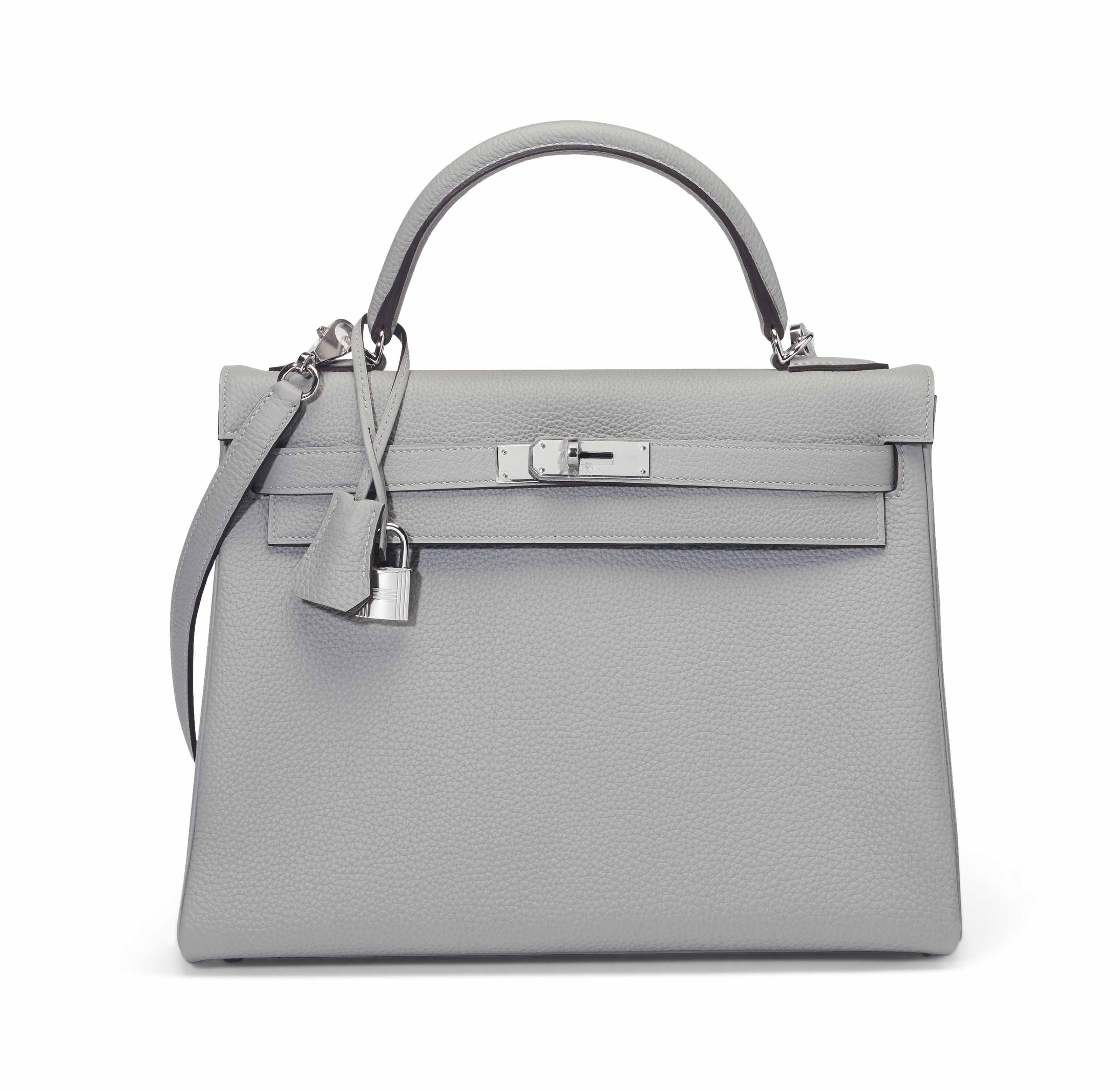 A GRIS MOUETTE TOGO LEATHER RETOURNÉ KELLY 32 WITH PALLADIUM