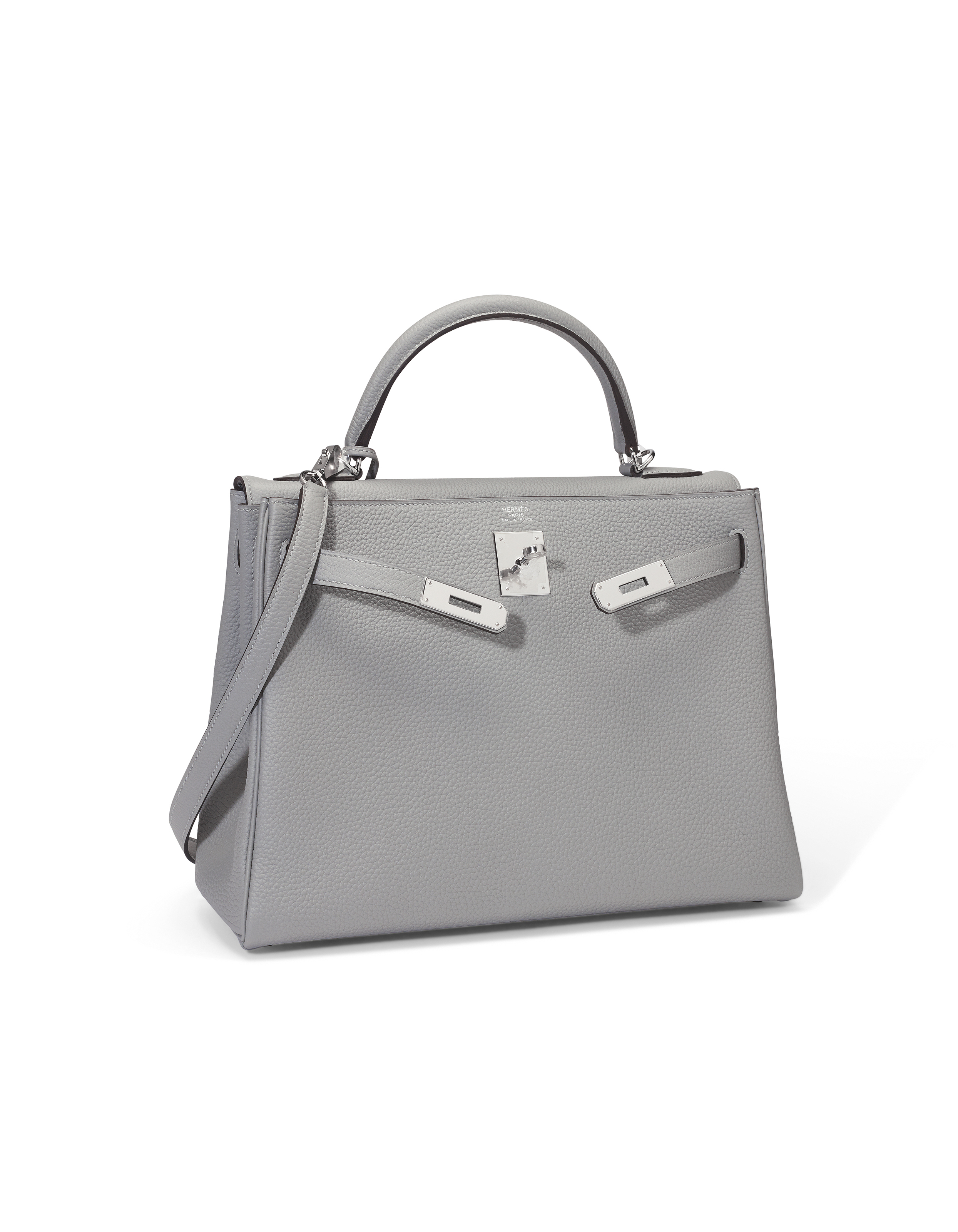 A GRIS MOUETTE TOGO LEATHER RETOURNÉ KELLY 32 WITH PALLADIUM
