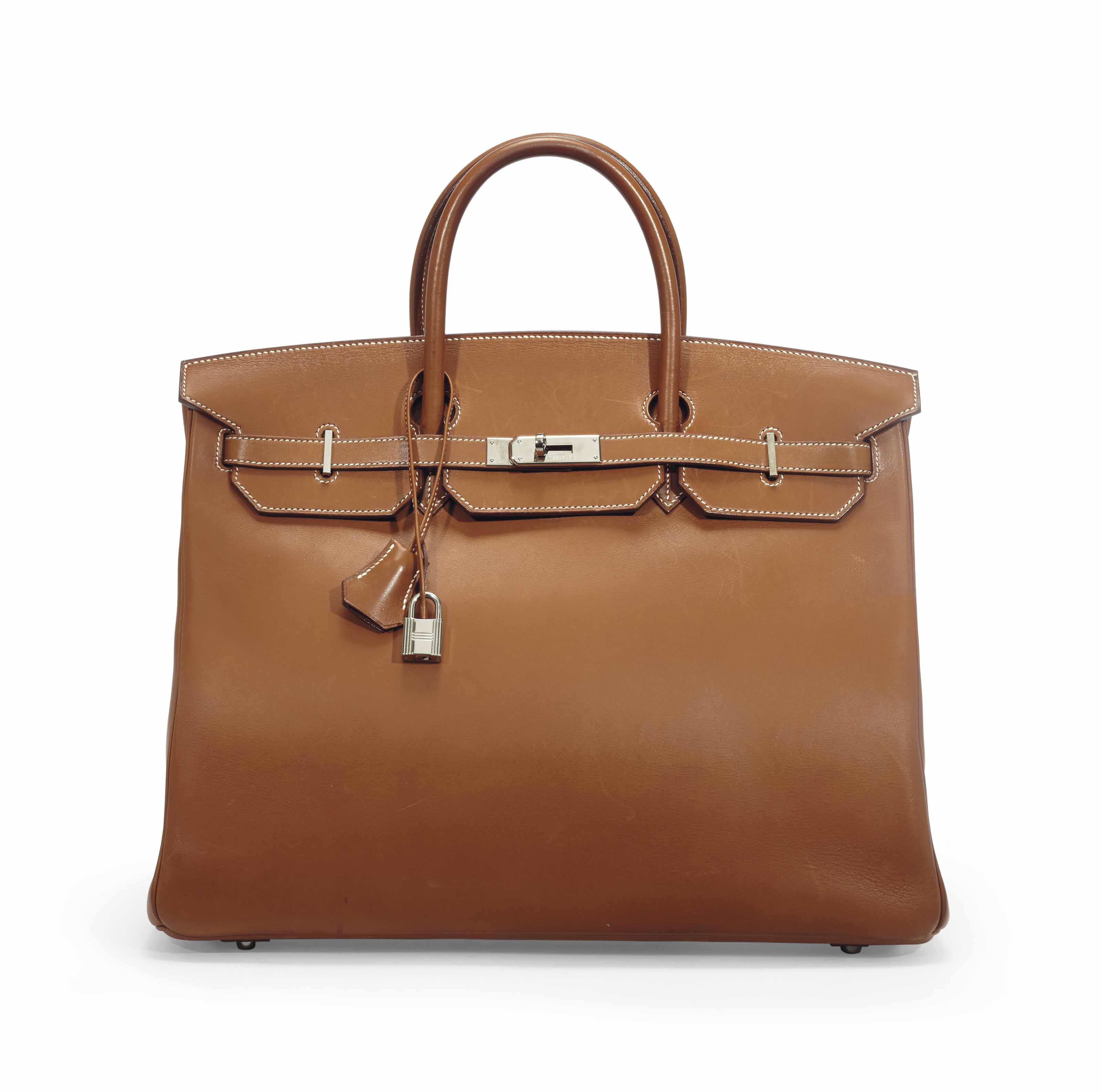 A RARE, FAUVE BARÉNIA LEATHER BIRKIN 40 WITH PALLADIUM HARDWARE
