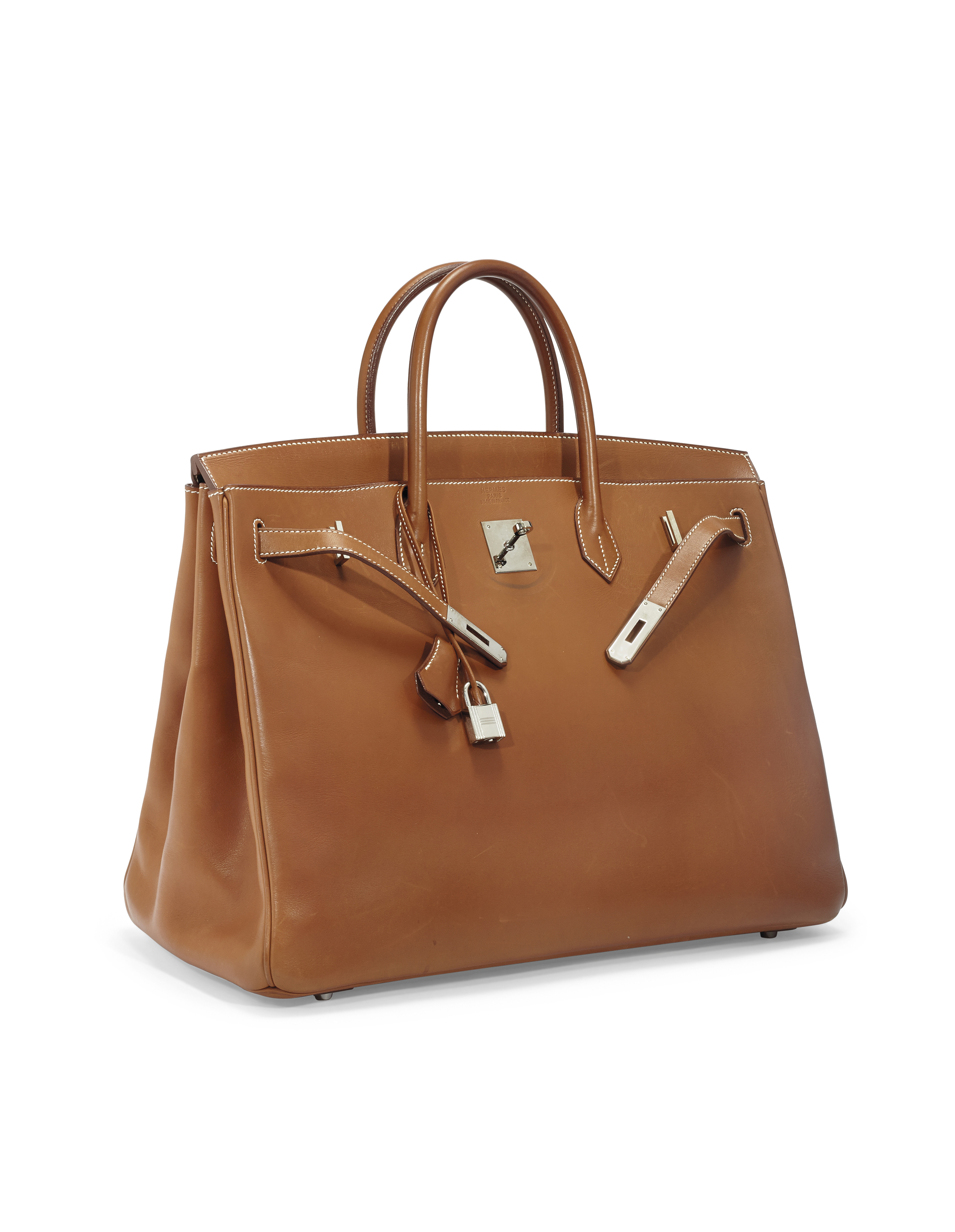 A RARE, FAUVE BARÉNIA LEATHER BIRKIN 40 WITH PALLADIUM HARDWARE