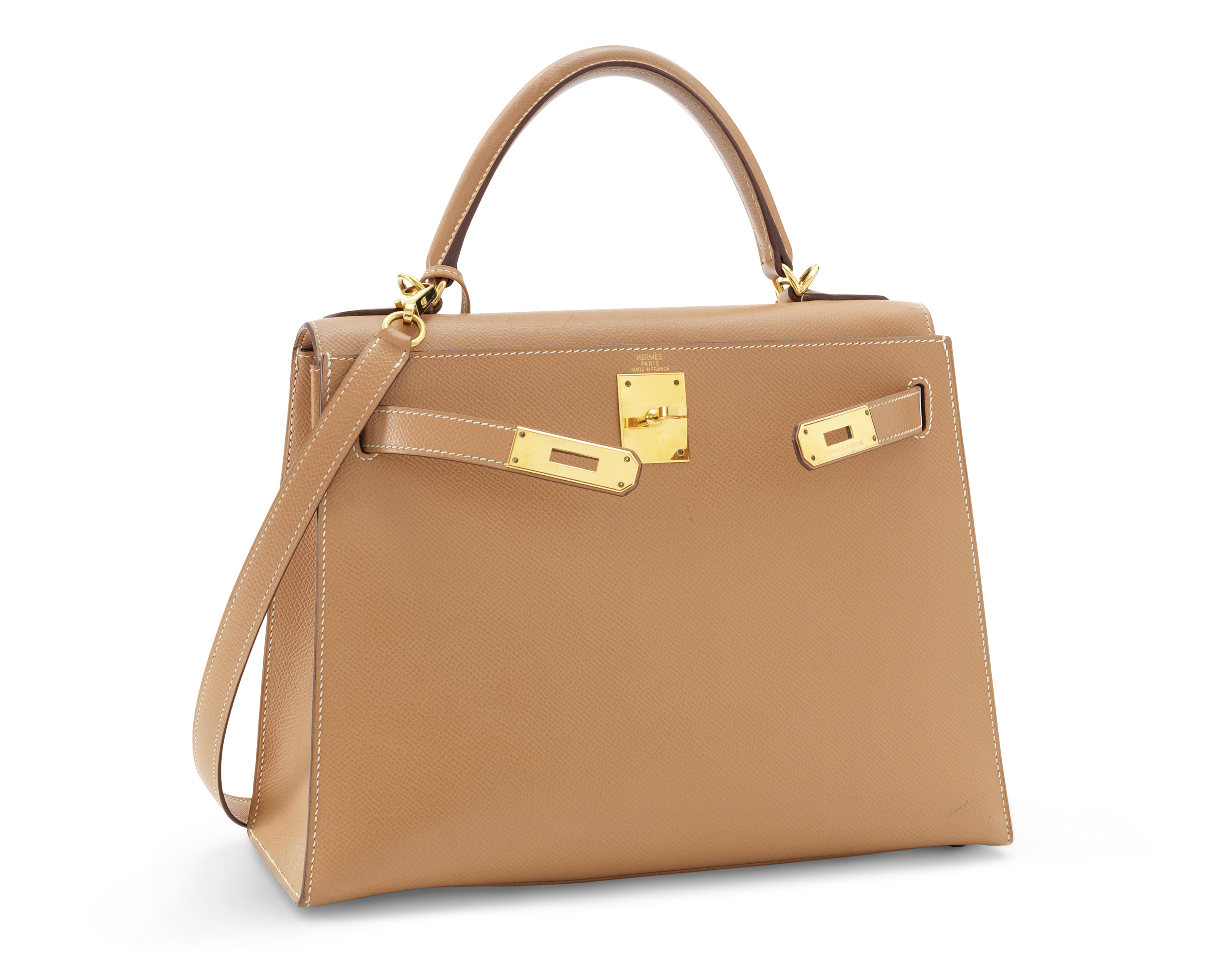 Hermès Vintage Kelly 28 Gold Natural Courchevel Sellier Gold