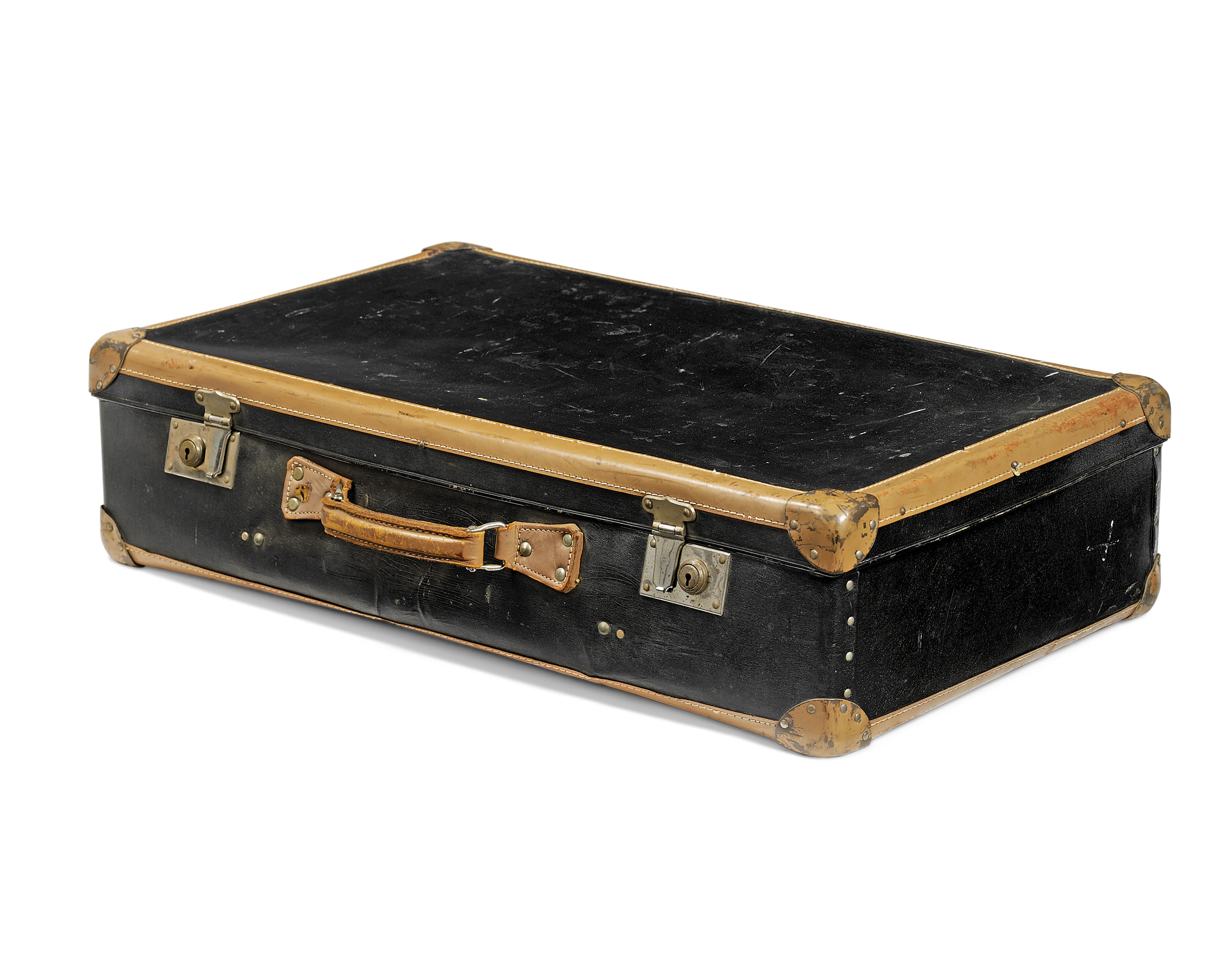 A BLACK LACQUERED CARDBOARD SUITCASE , 1940S Christie's
