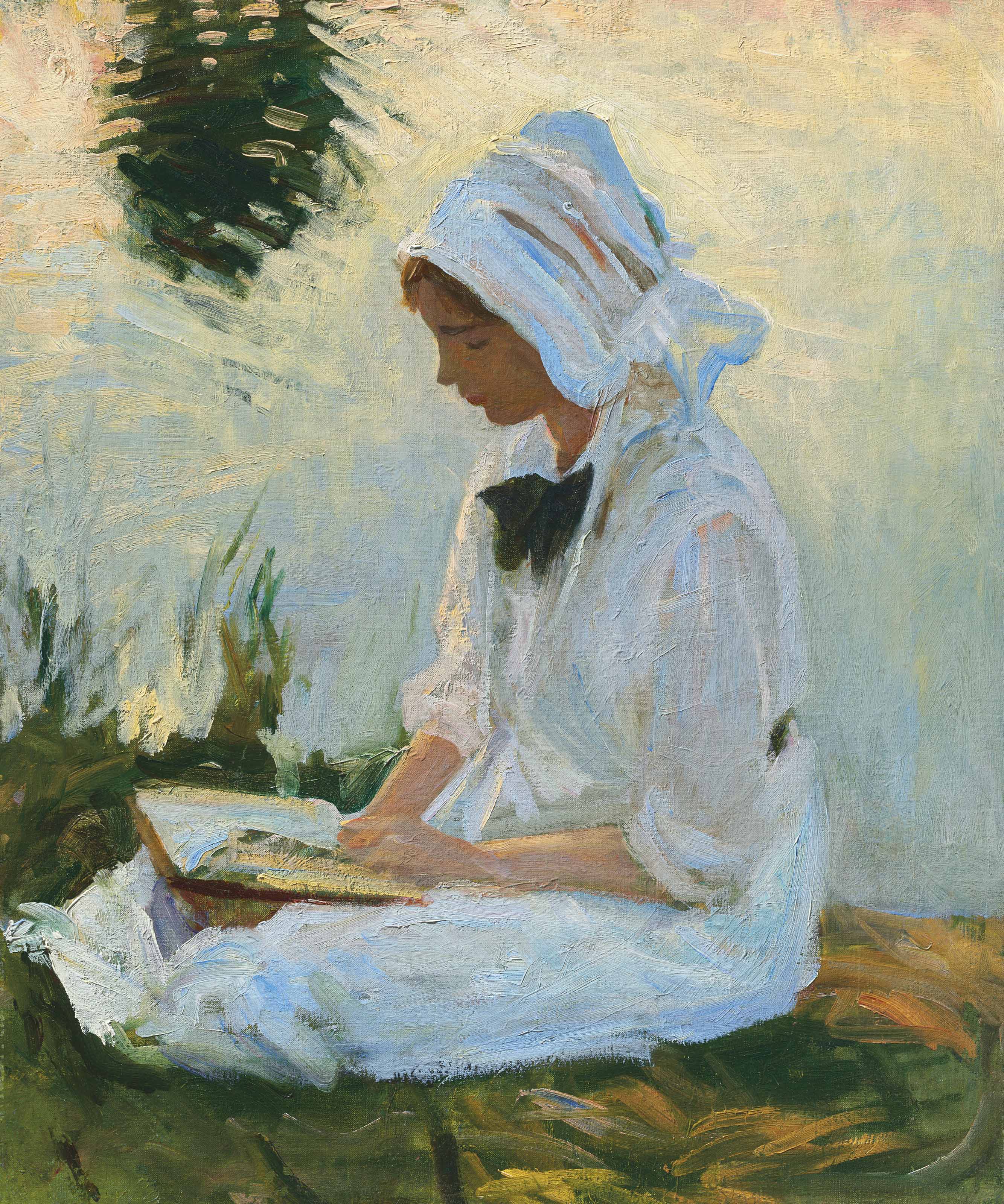 John Singer Sargent 1856 1925 Girl Reading By A Stream 1900s