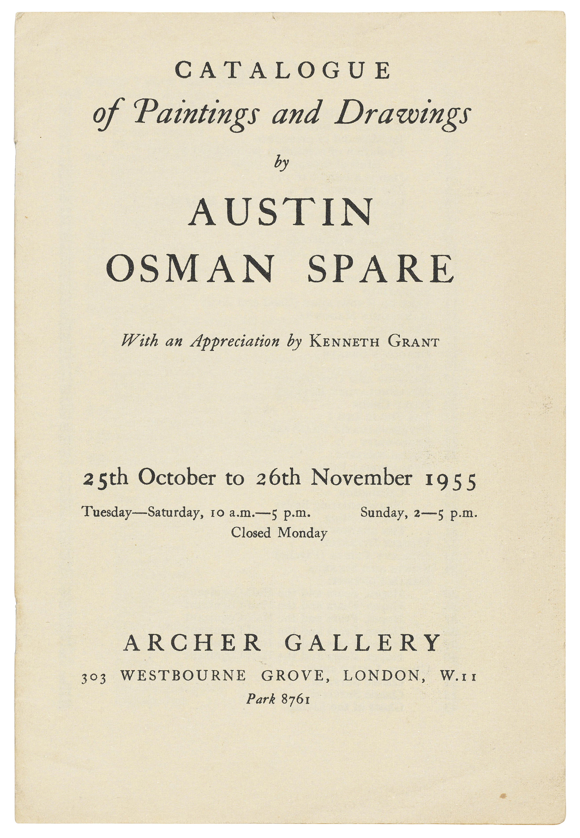 AUSTIN OSMAN SPARE (1886-1956), Visualization Steps Out | Christie's